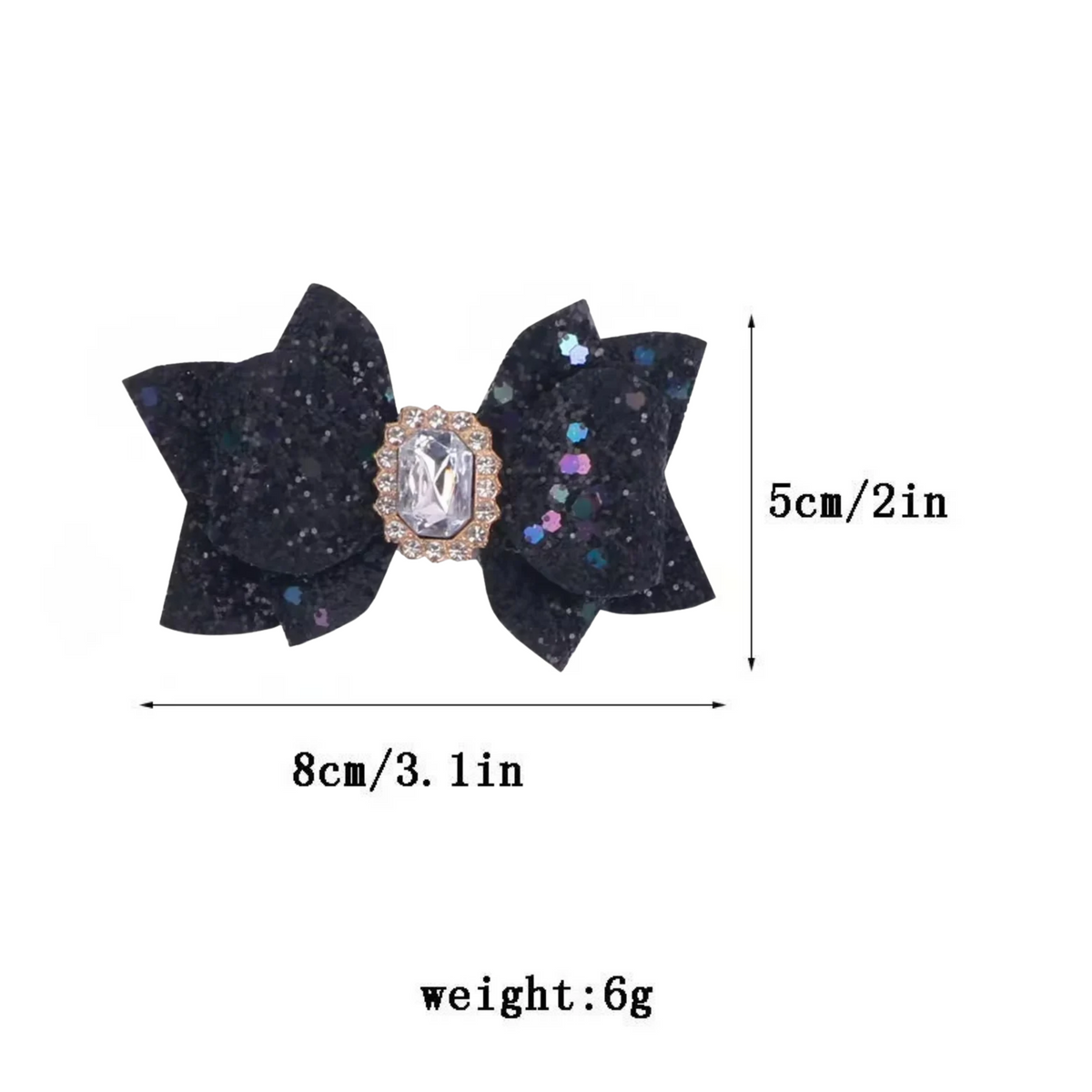 Black Glitter Gem Hair Bow