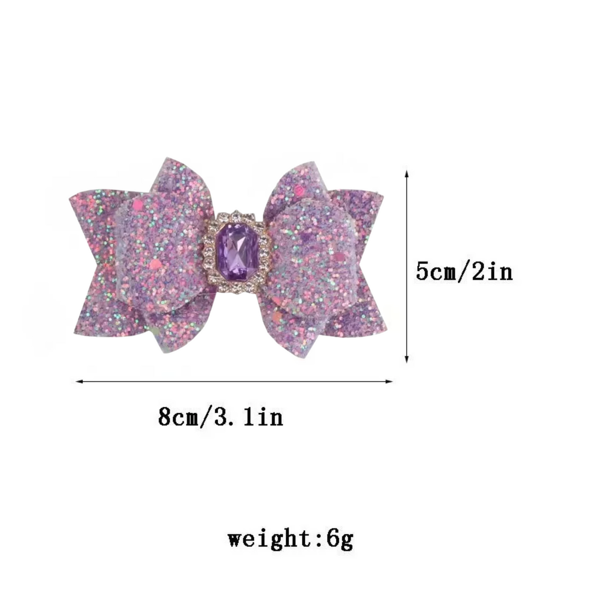 Purple Glitter Gem Hair Bow