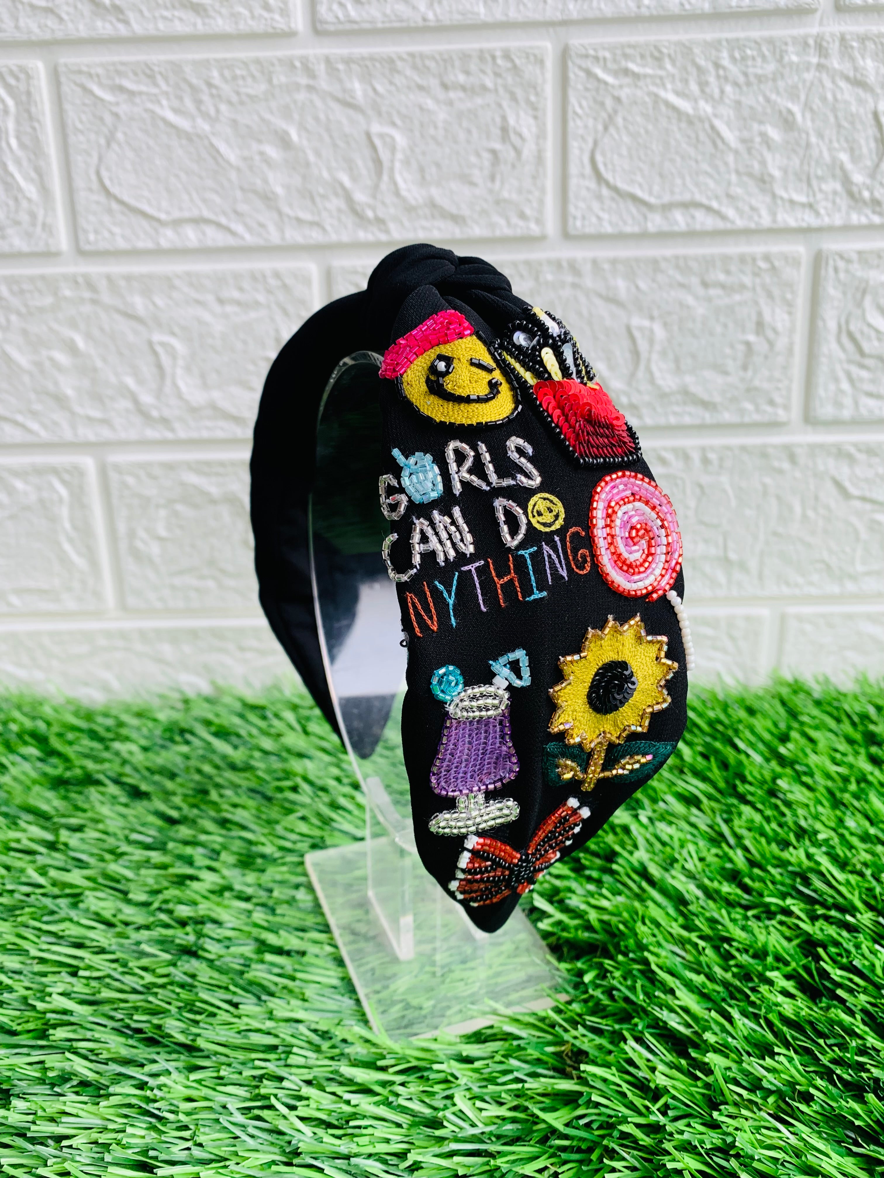 Emoji Initial Black Turban Hairband