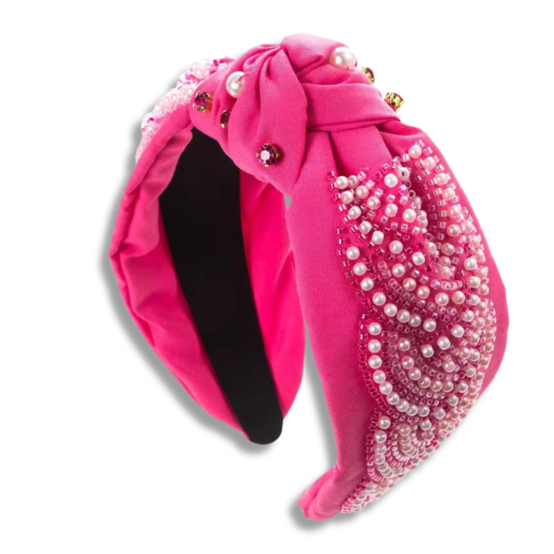 Velour Pink Pearl Turban Hairband