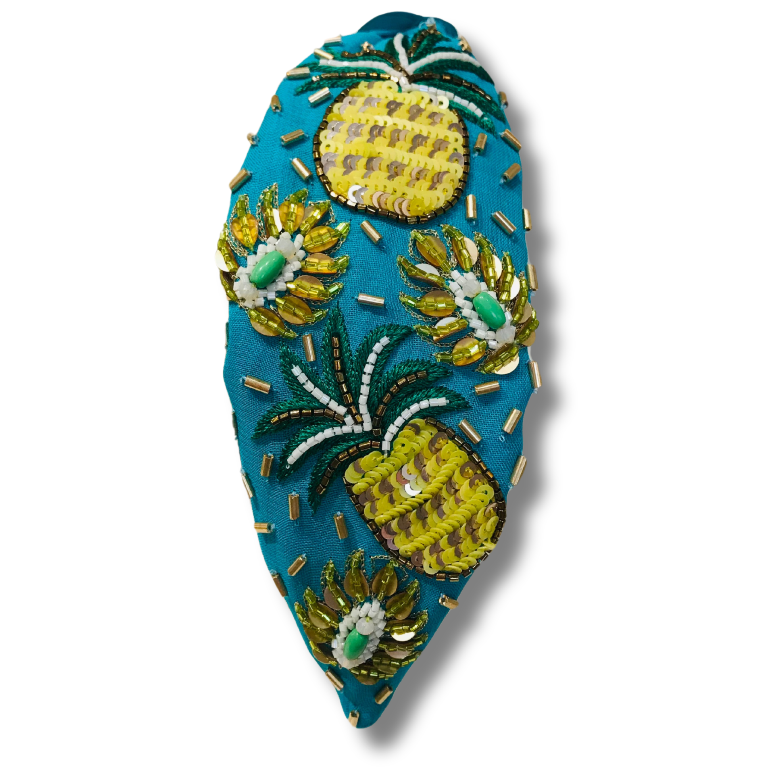 Tropical Pineapple Blue Turban Hairband