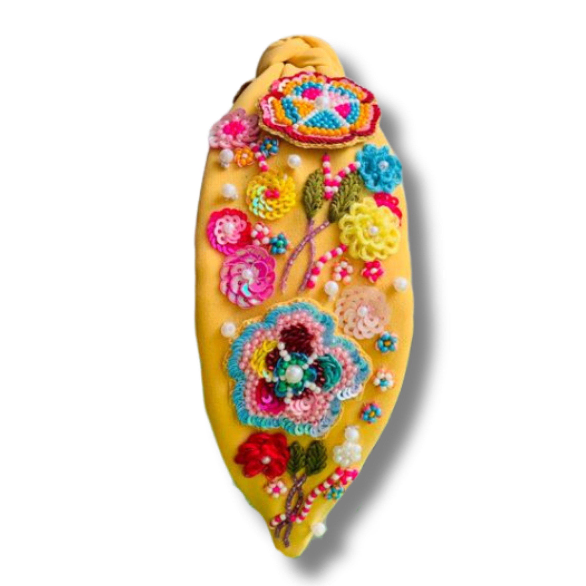 Wild Peonies Yellow Turban Hairband