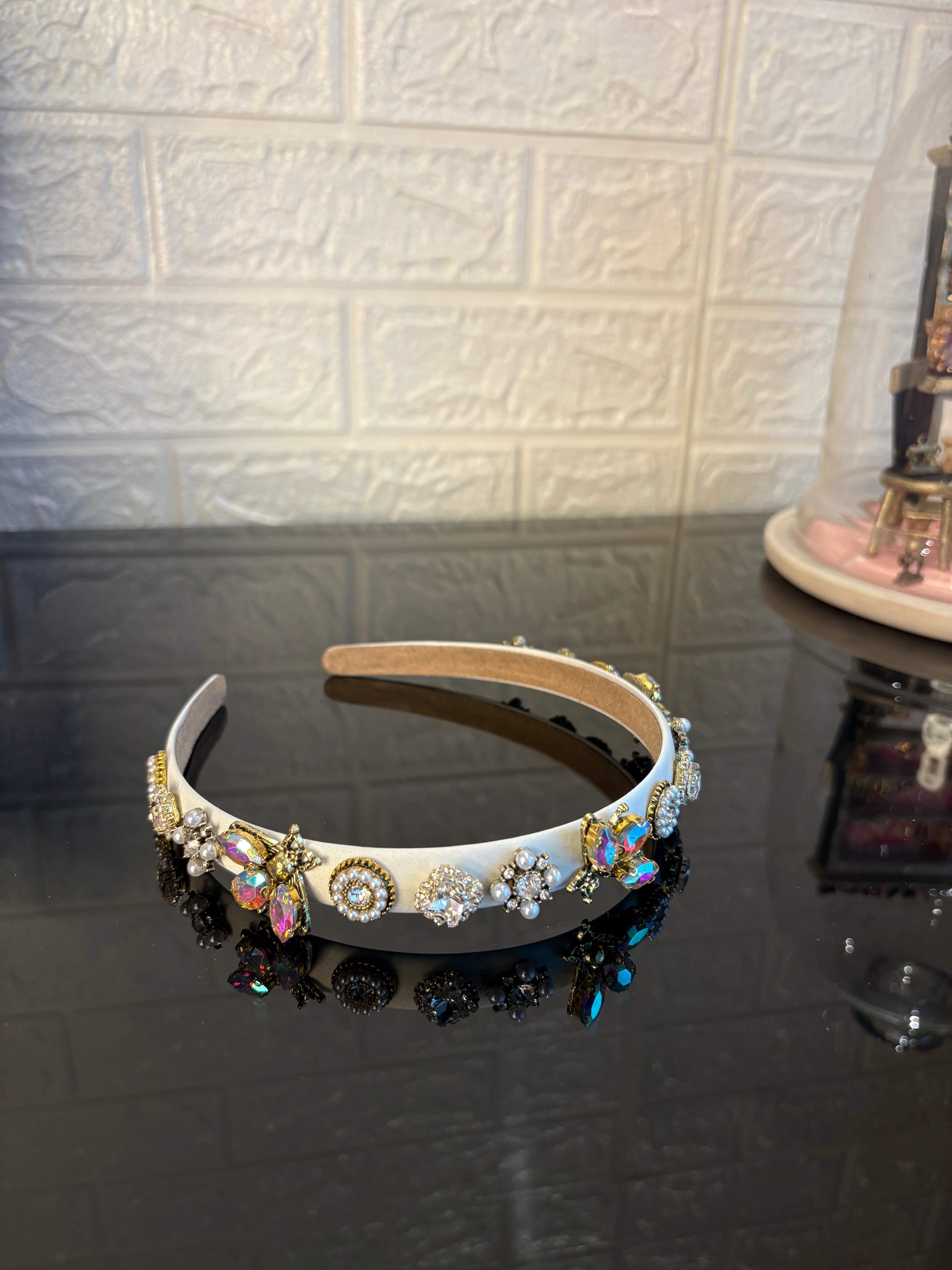 Beige Jewel Charms Hairband