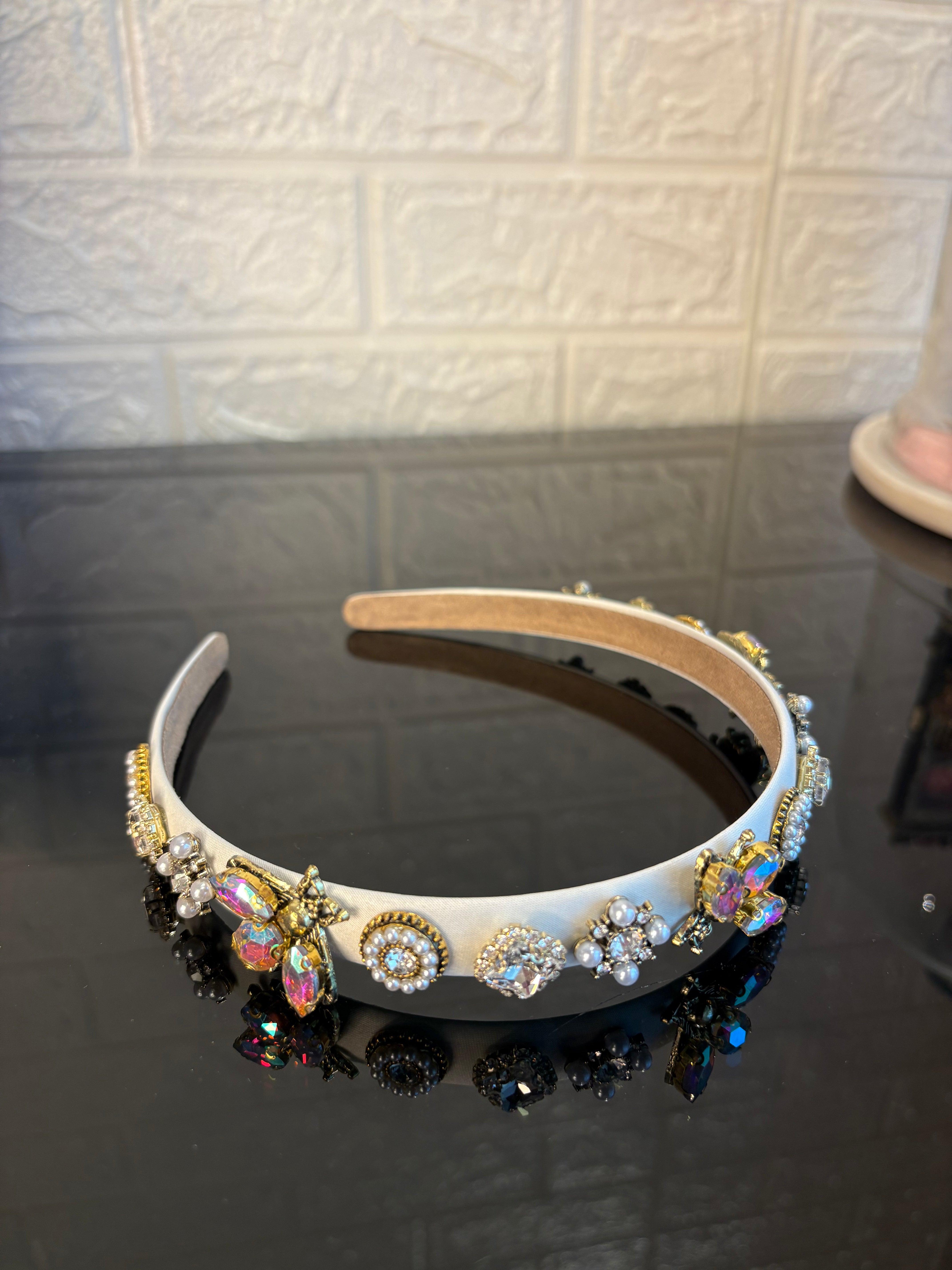 Beige Jewel Charms Hairband