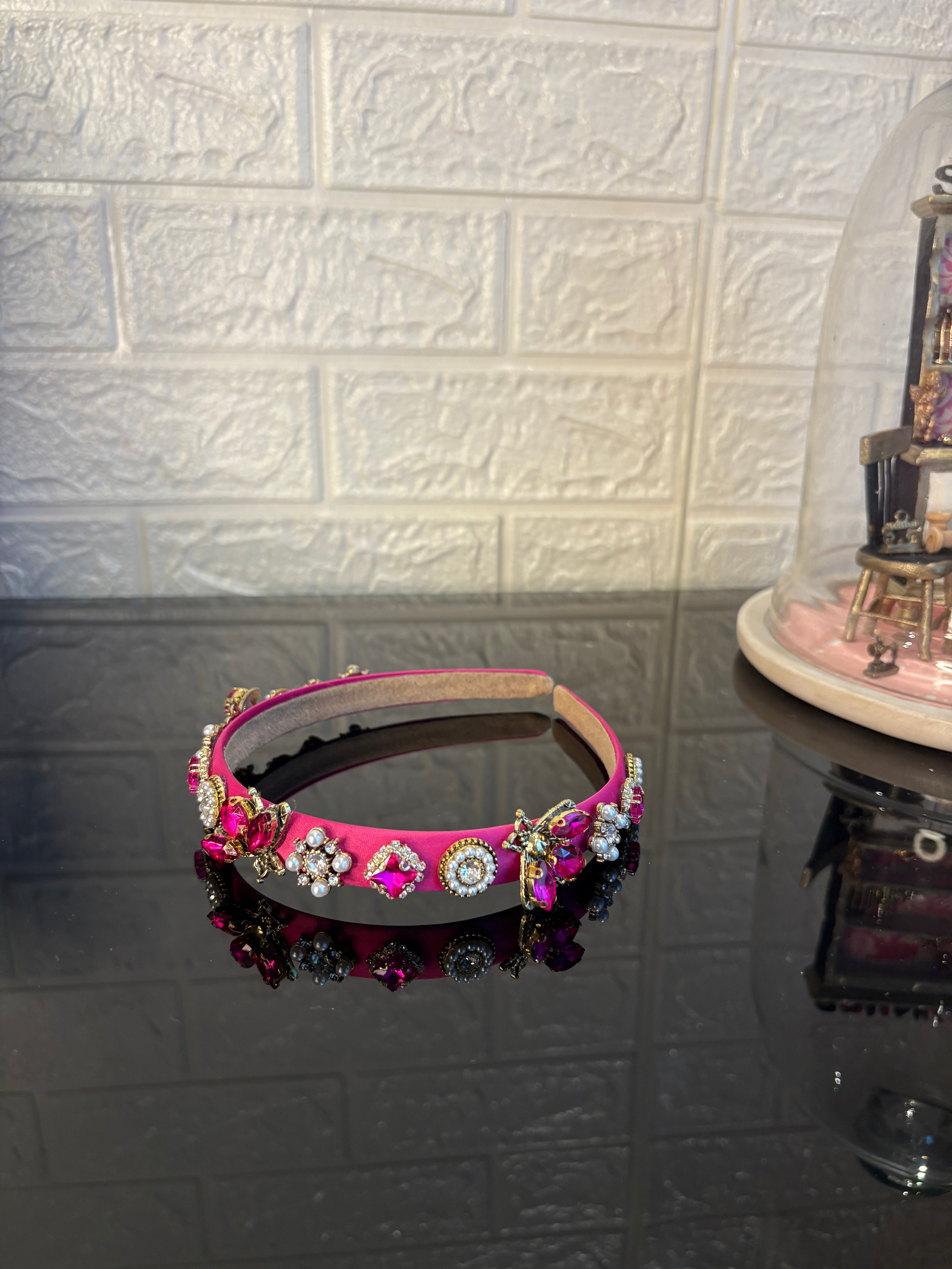 Hot Pink Jewel Charms Hairband