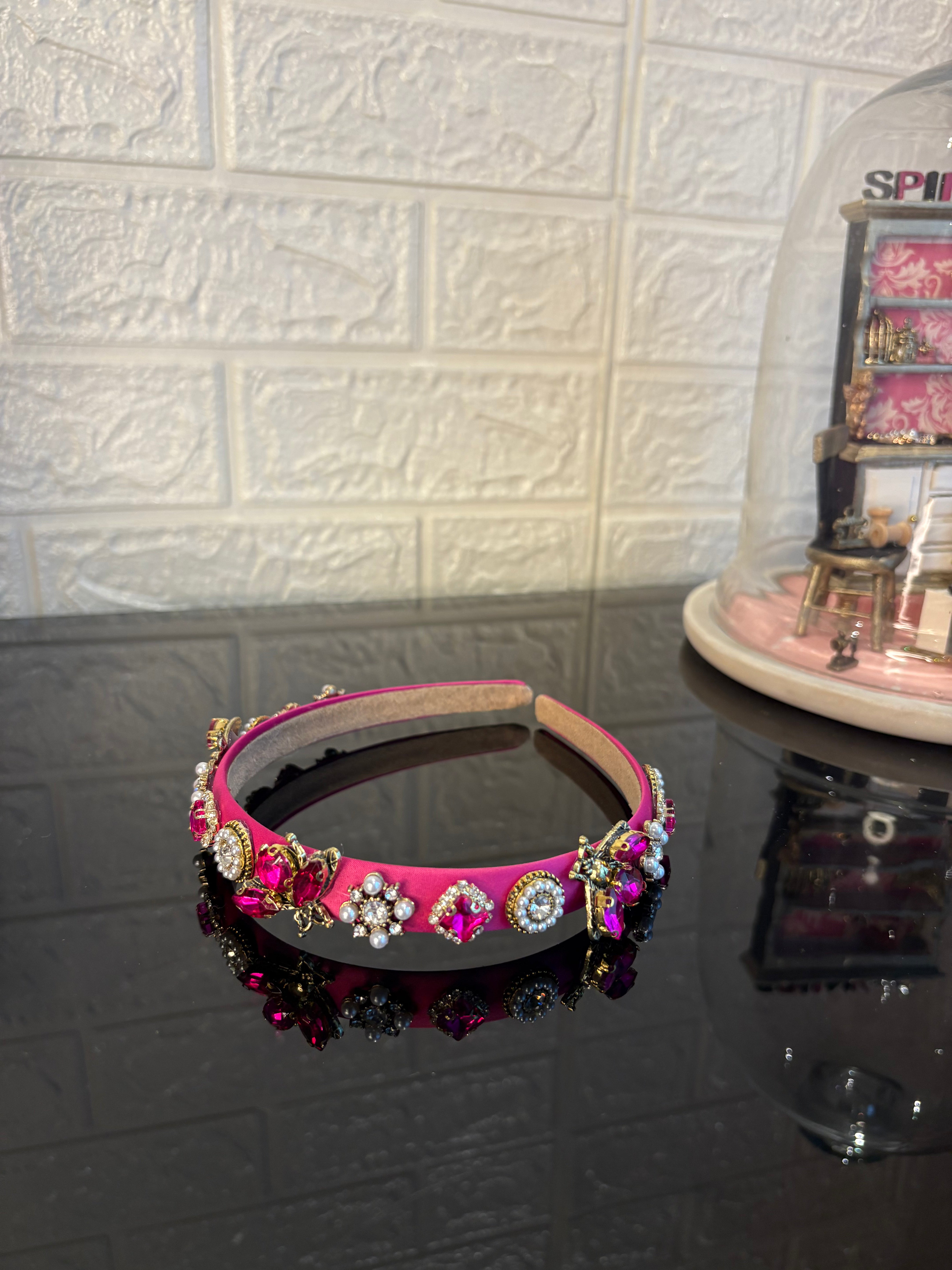 Hot Pink Jewel Charms Hairband