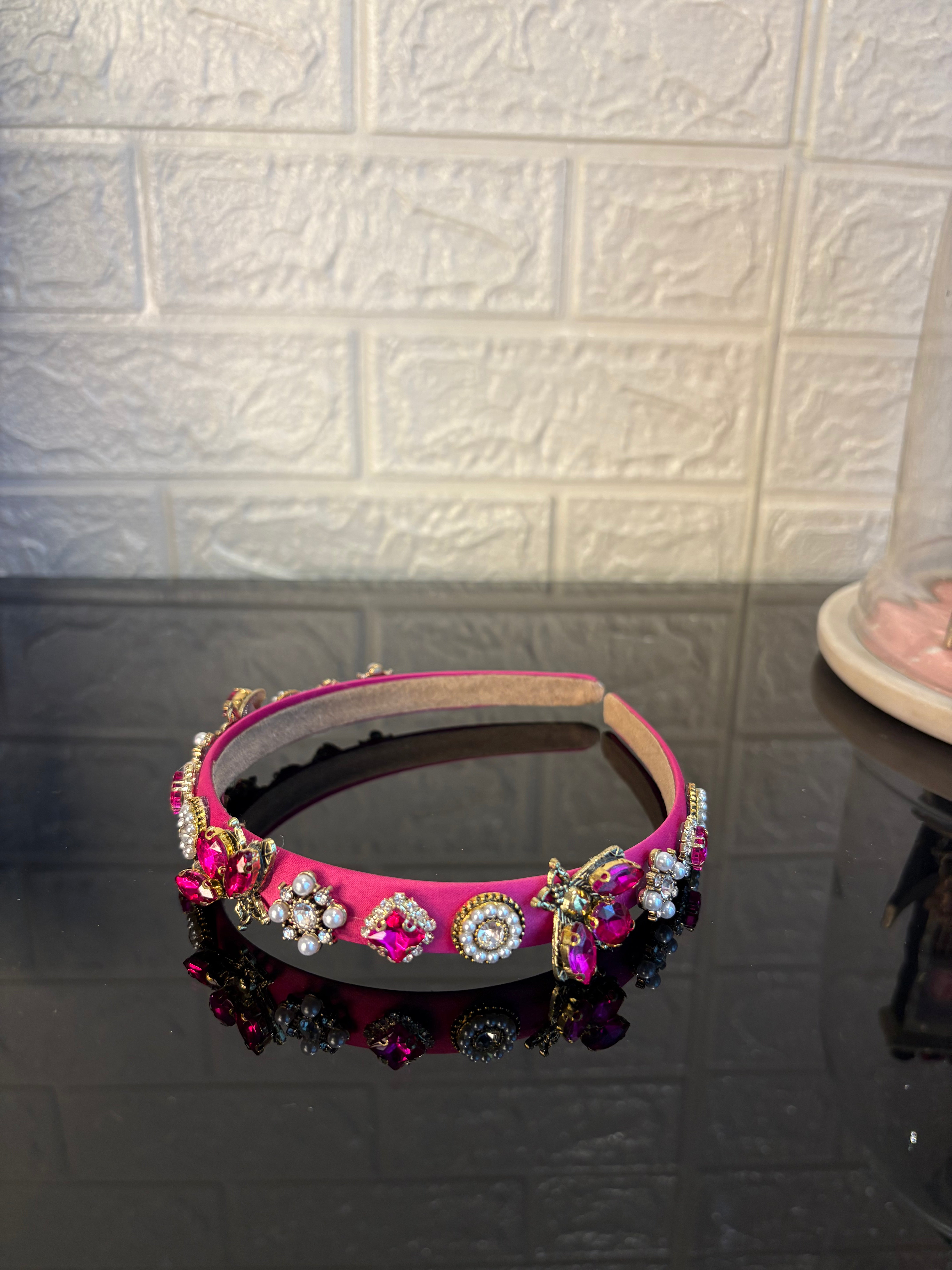 Hot Pink Jewel Charms Hairband