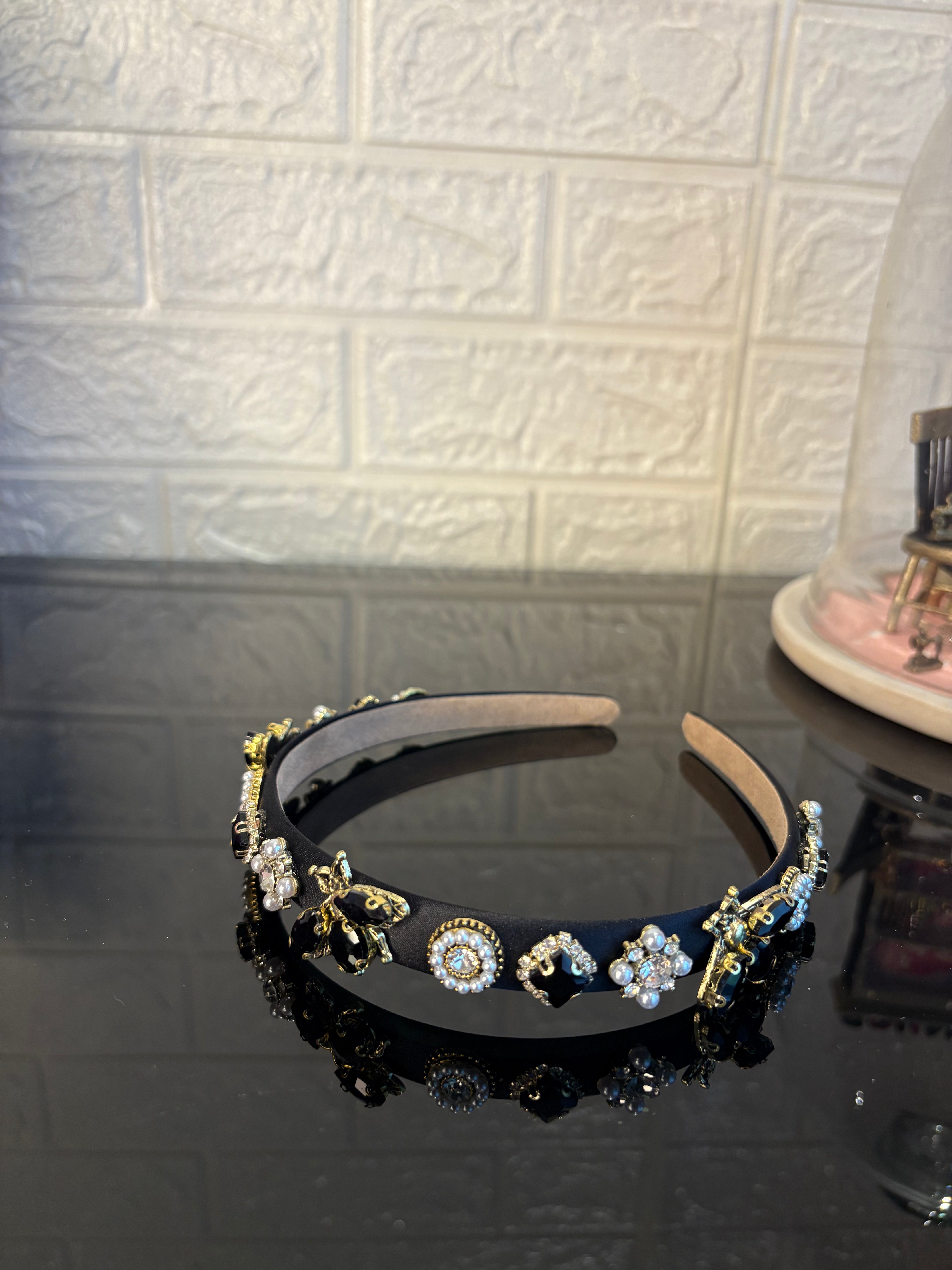 Black Jewel Charms Hairband