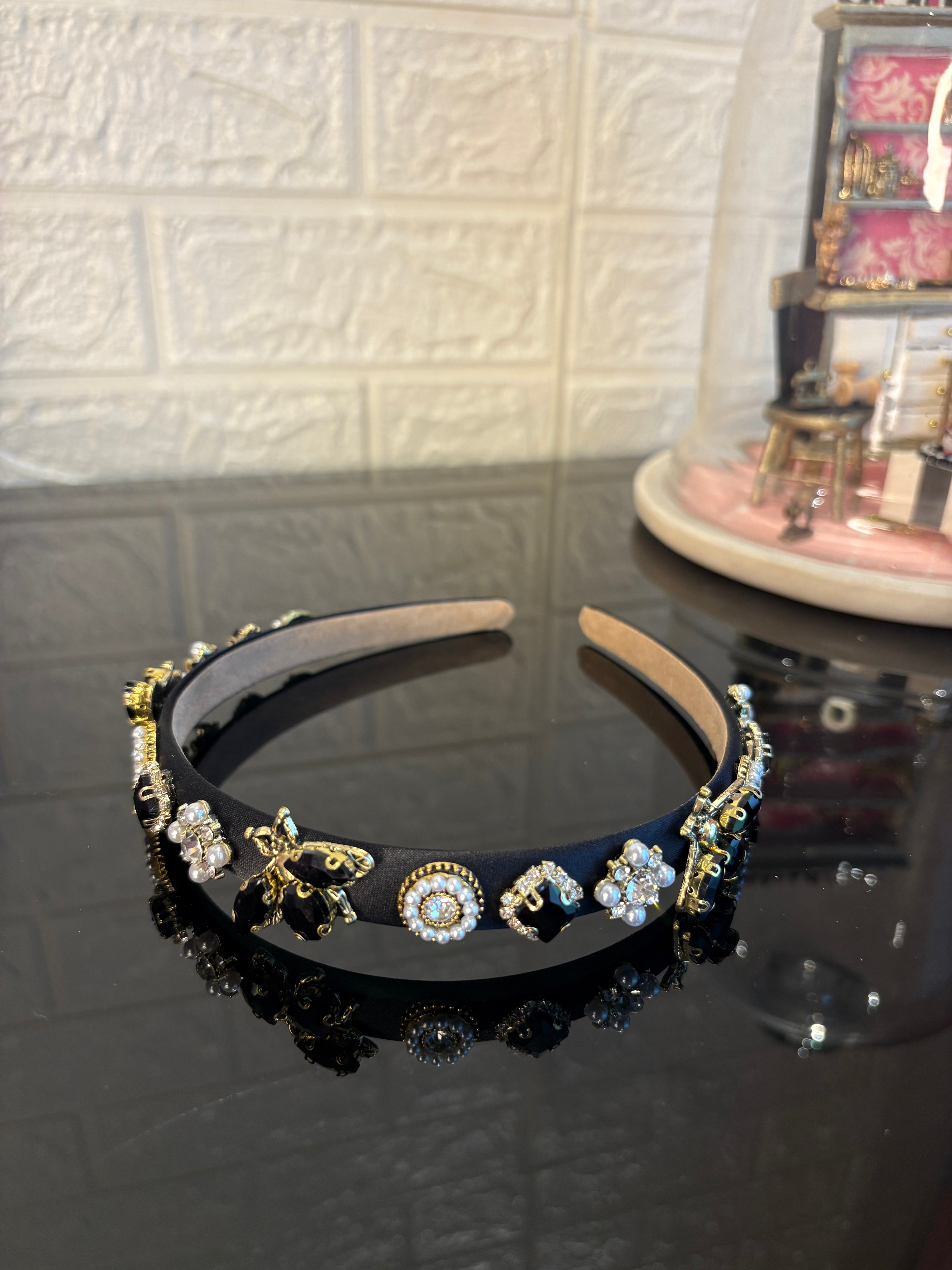 Black Jewel Charms Hairband