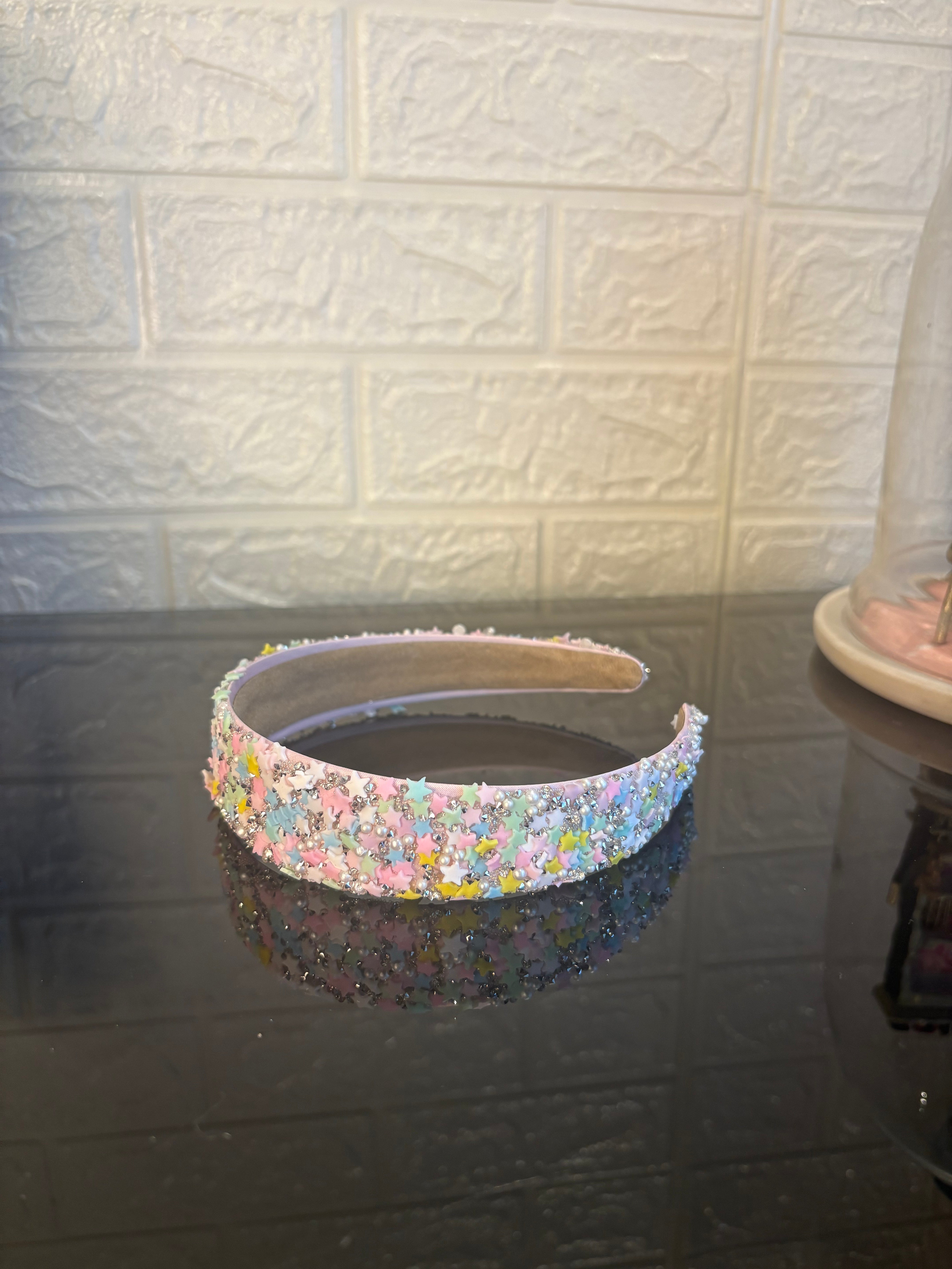 Silver Multicolored Heart Confetti Band