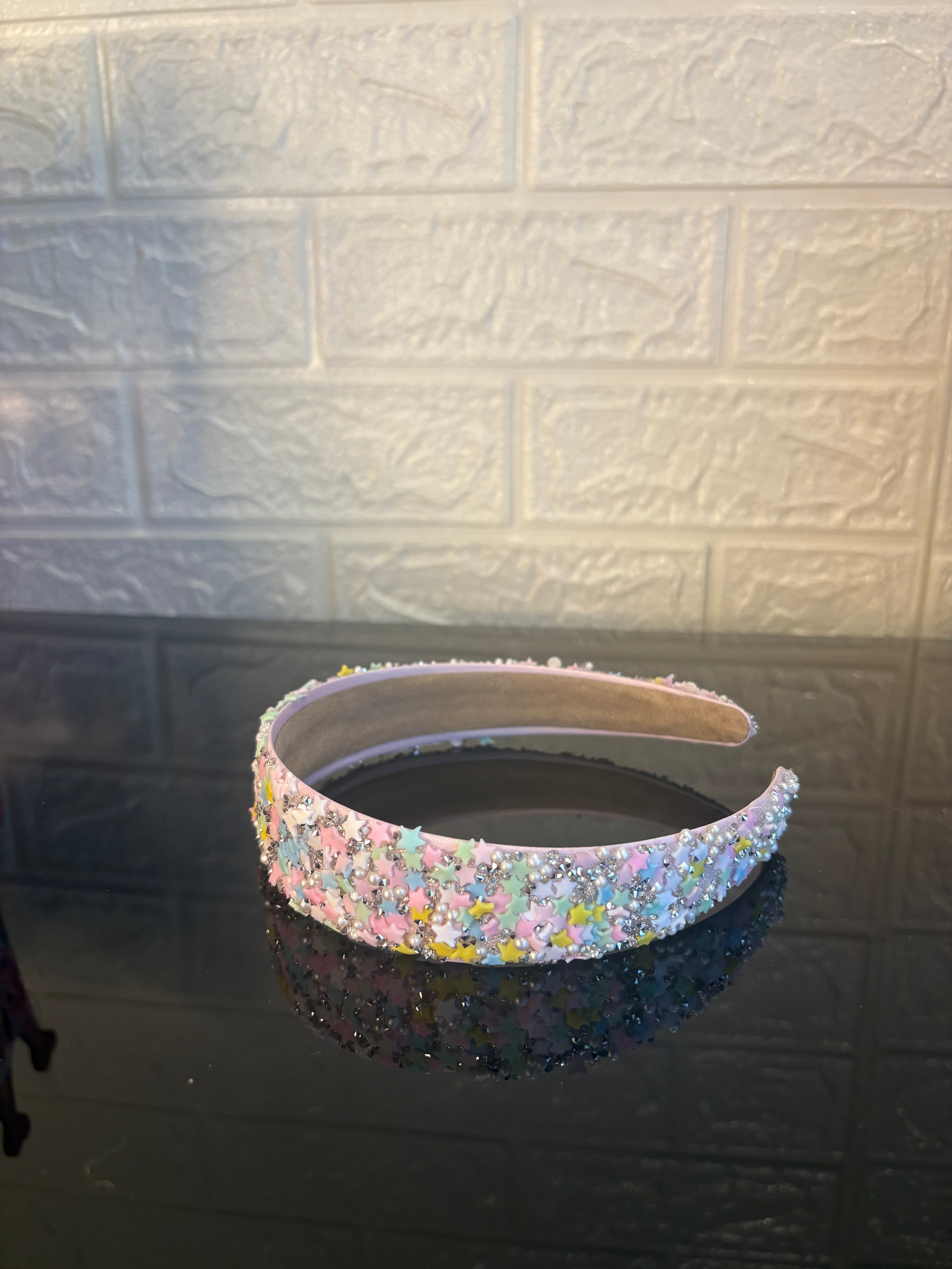 Sky Blue Multicolored Heart Confetti Band
