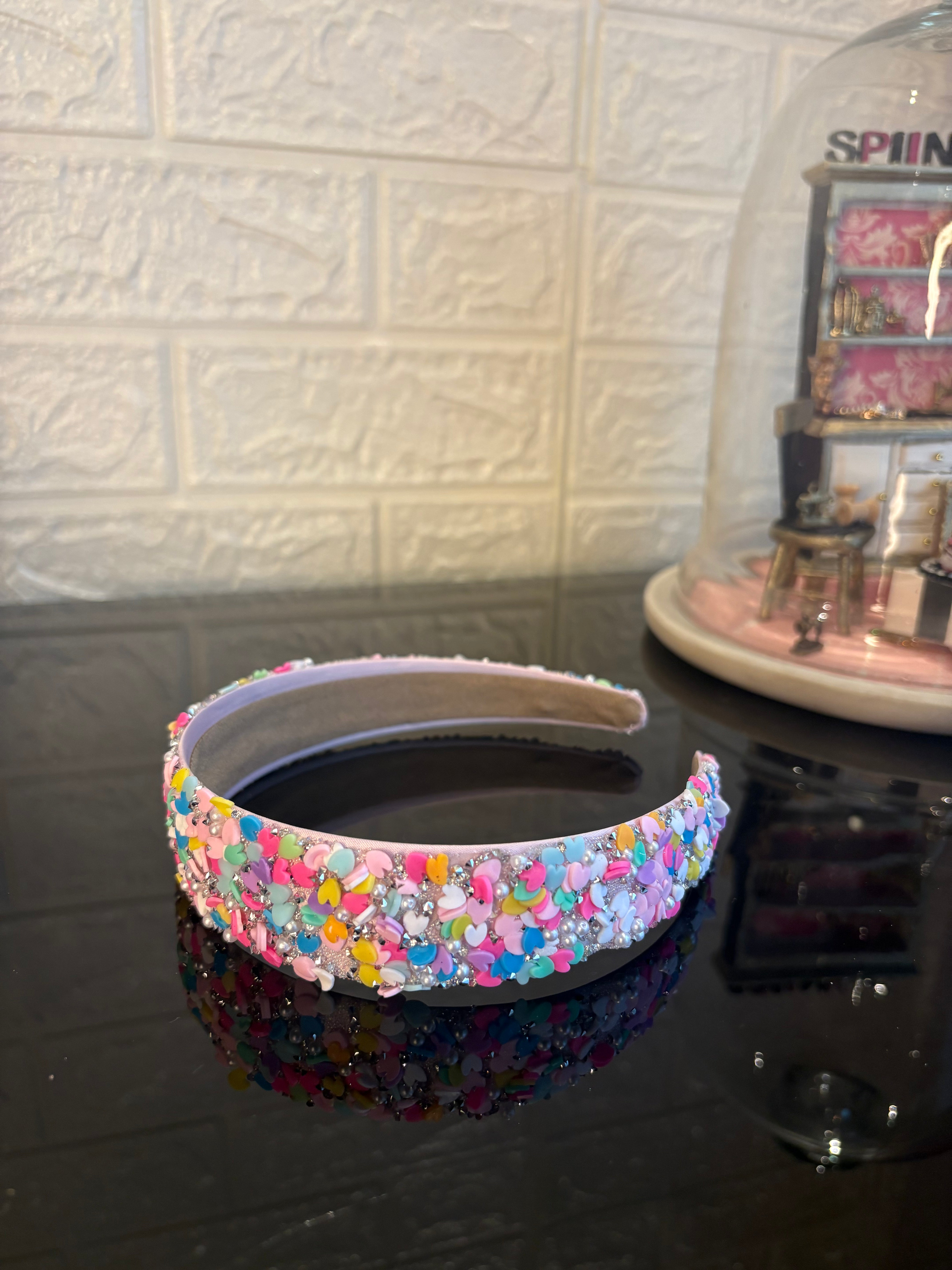 Yellow Multicolored Heart Confetti Band