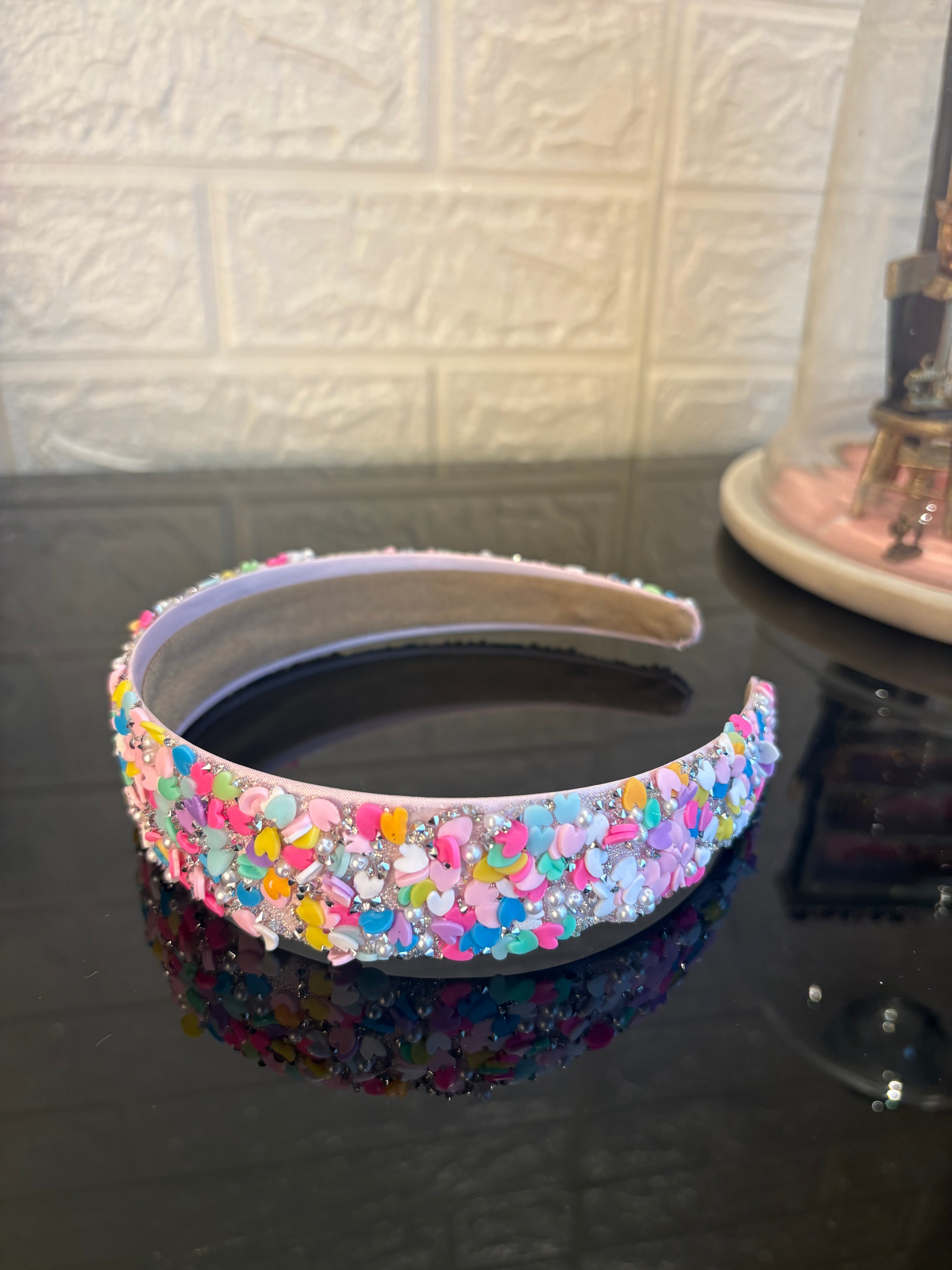 Yellow Multicolored Heart Confetti Band