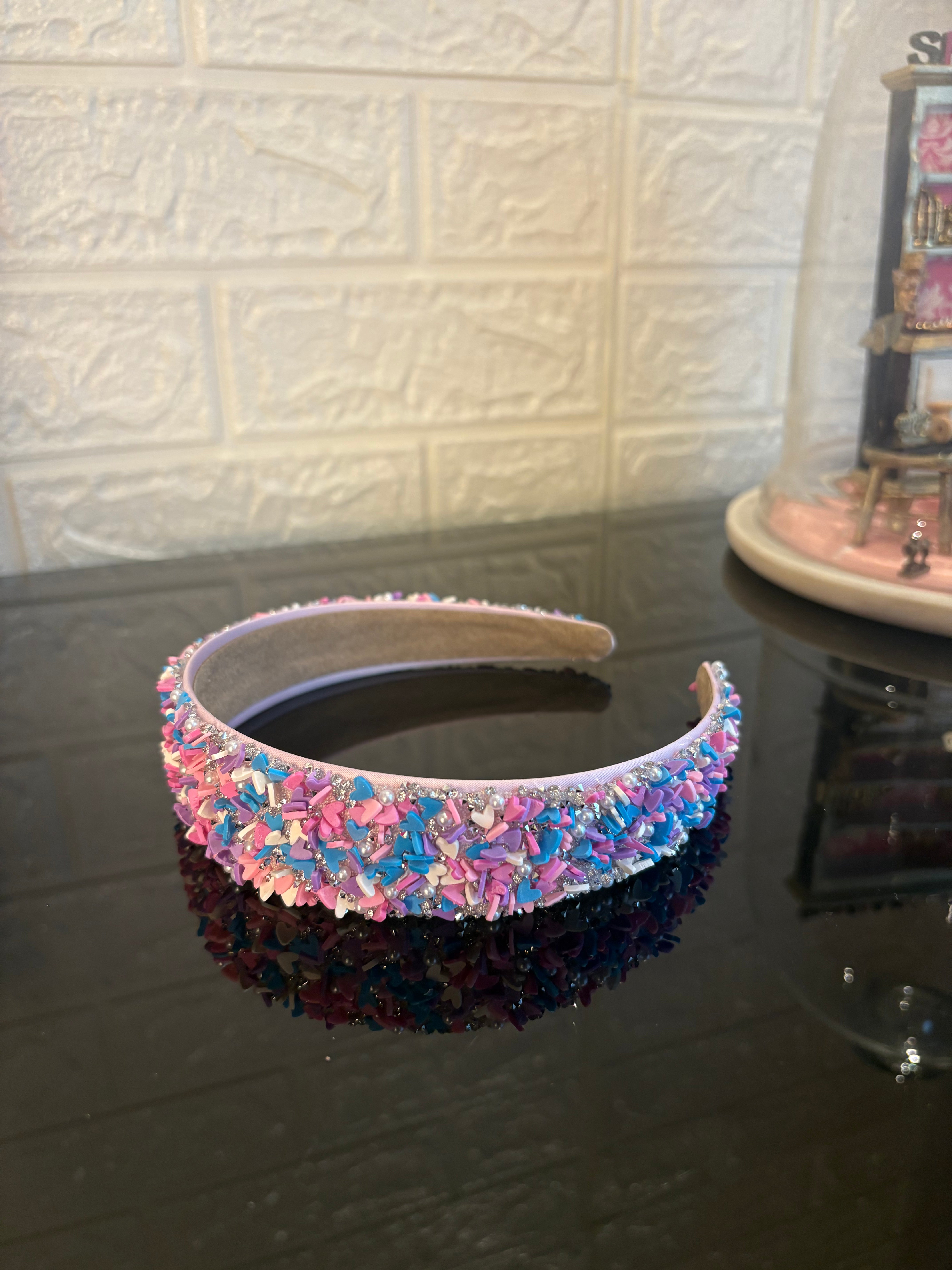 Purple Multicolored Heart Confetti Band