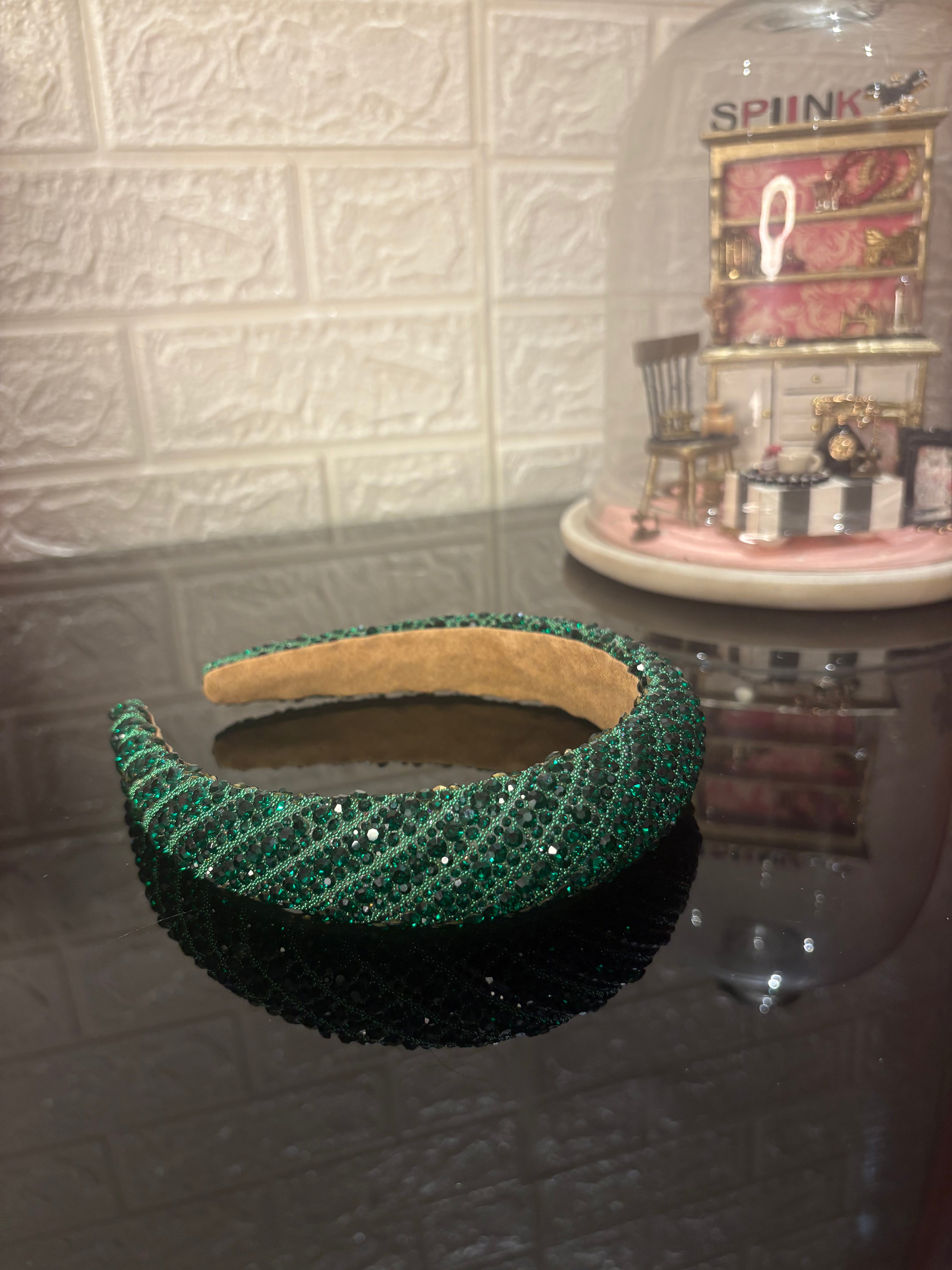 Dark Green Dazzle Crown Headband