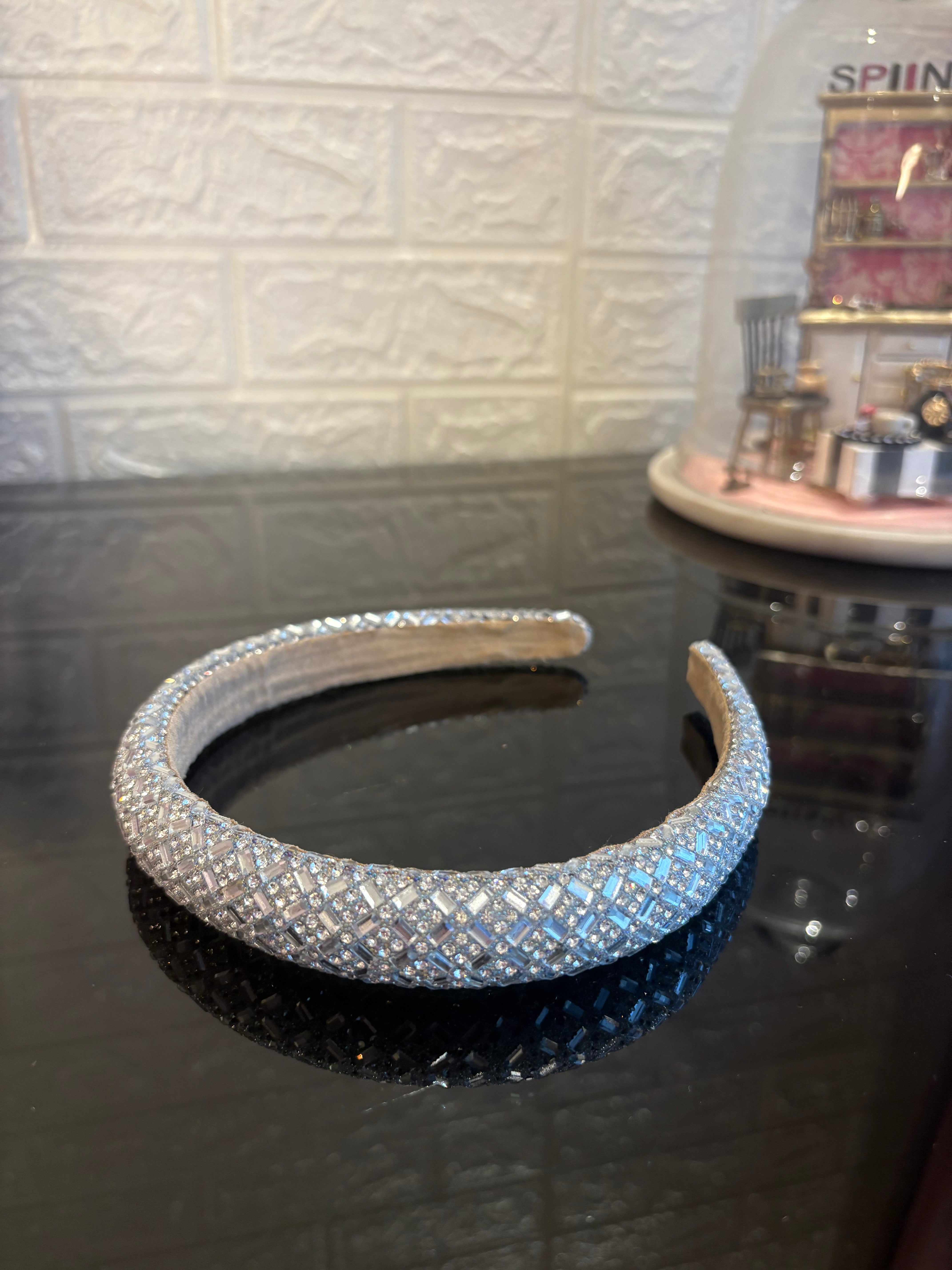 Light Grey Crystal Glam Headband