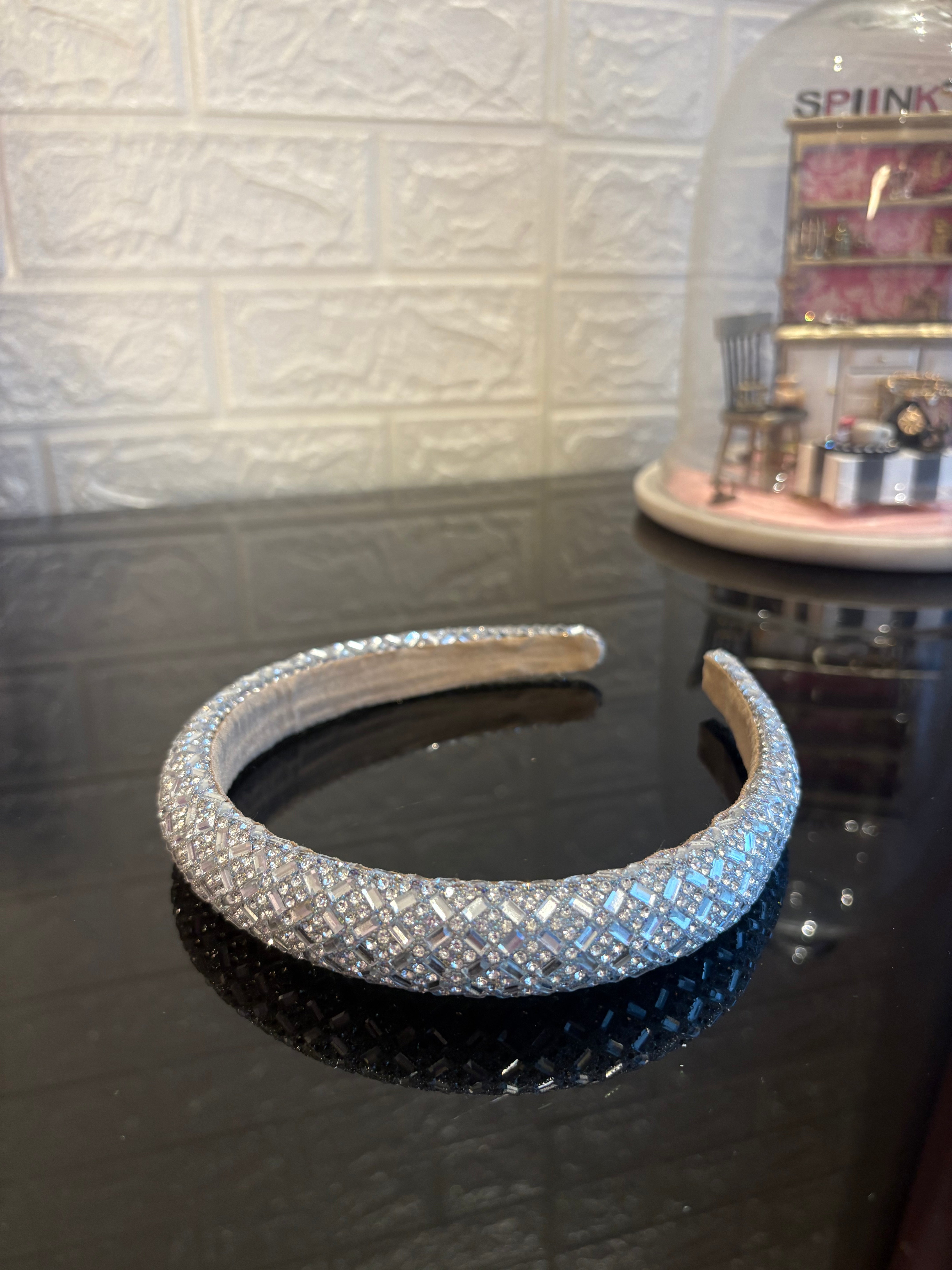 Light Grey Crystal Glam Headband