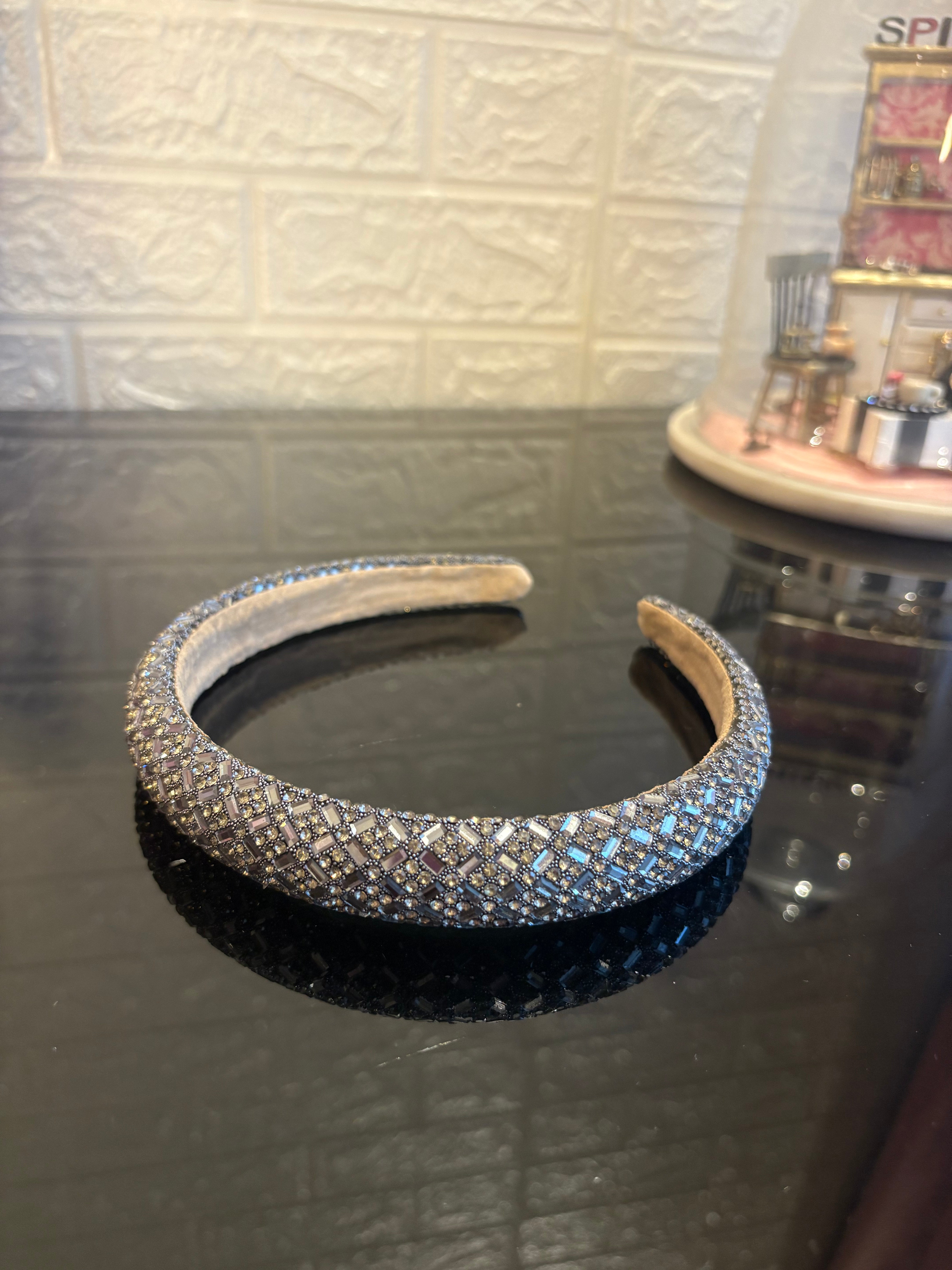 Dark Grey Crystal Glam Headband