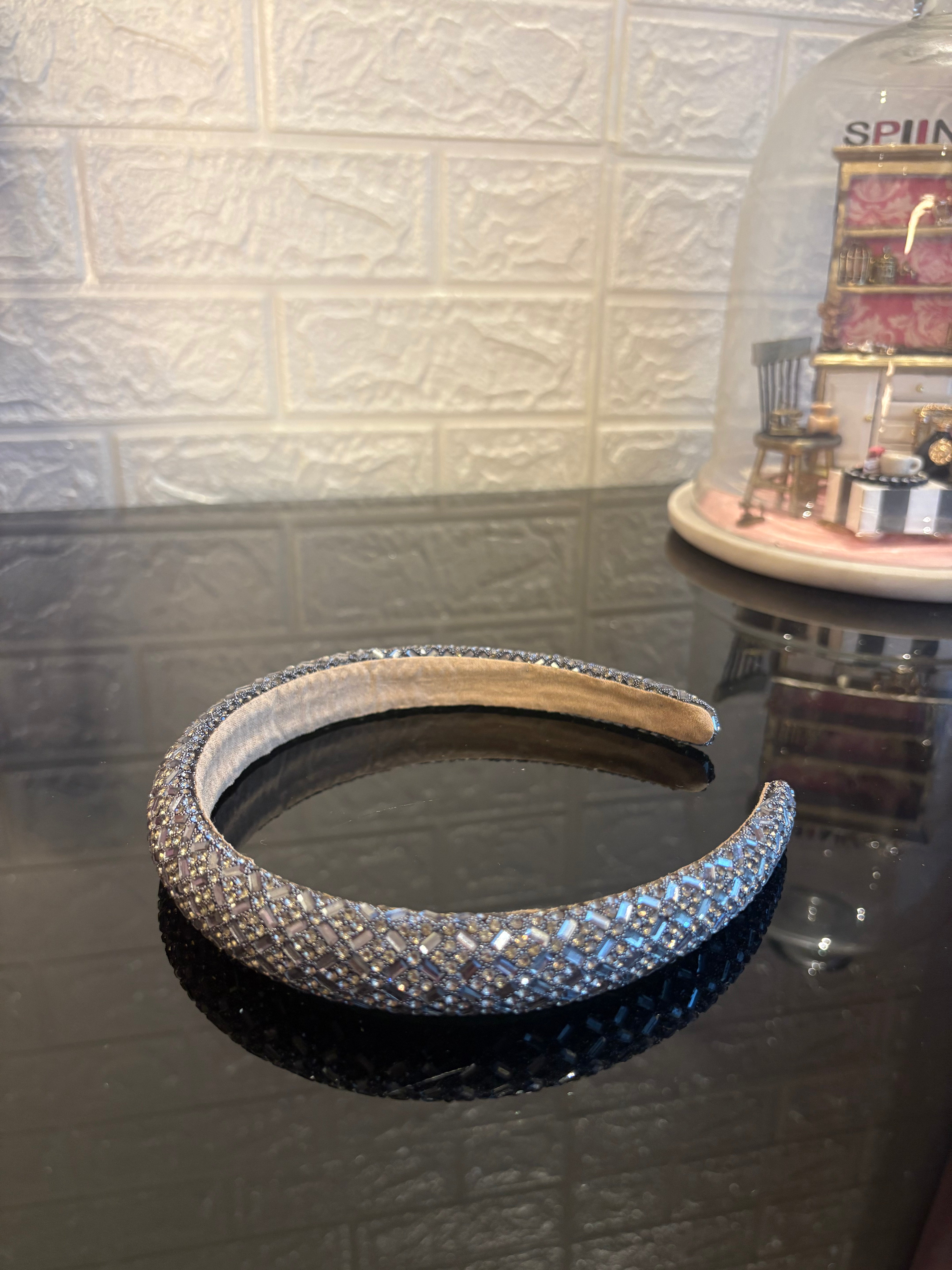 Dark Grey Crystal Glam Headband