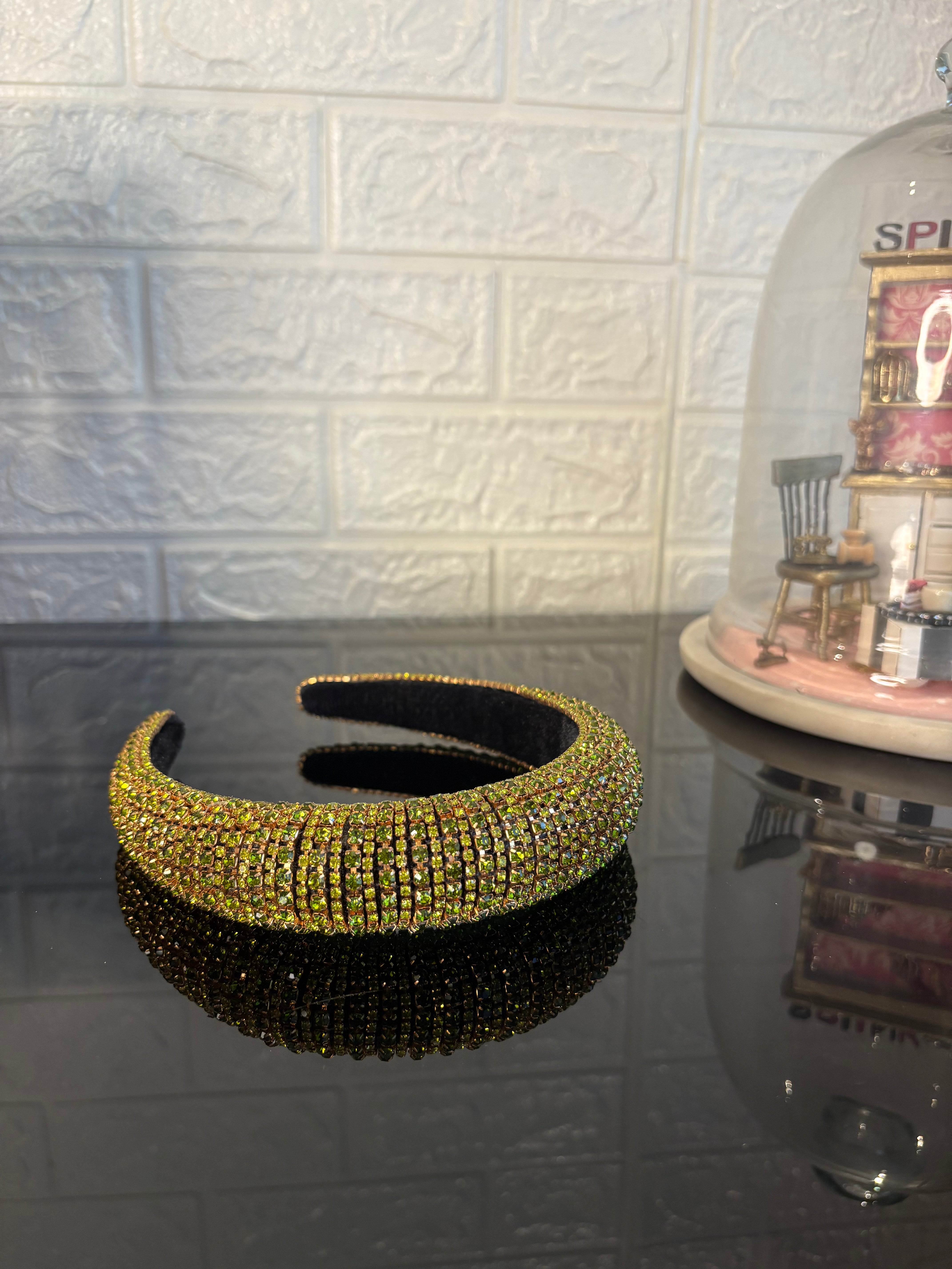 Green Rhinestone Rush Hairband