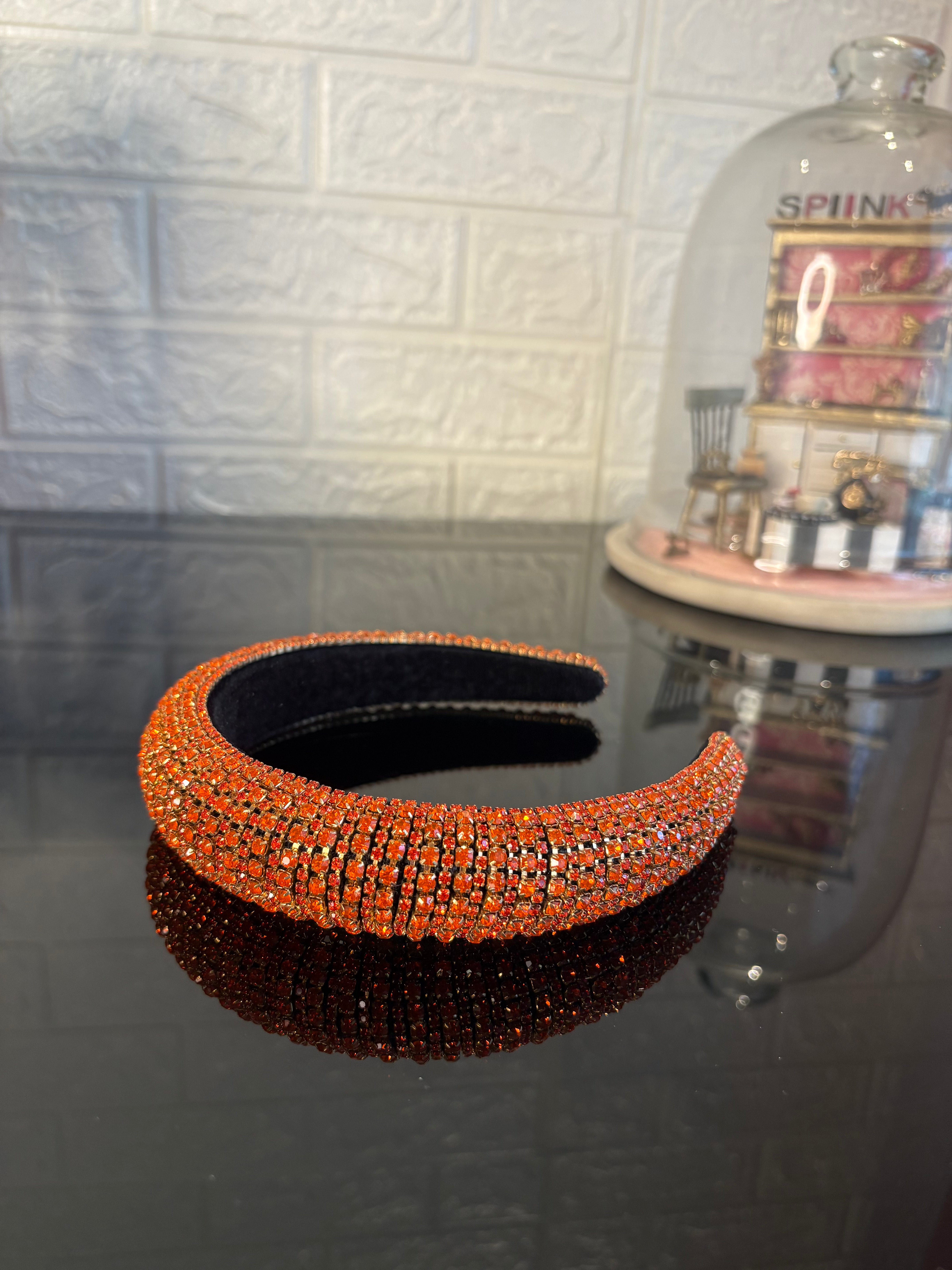 Orange Rhinestone Rush Hairband