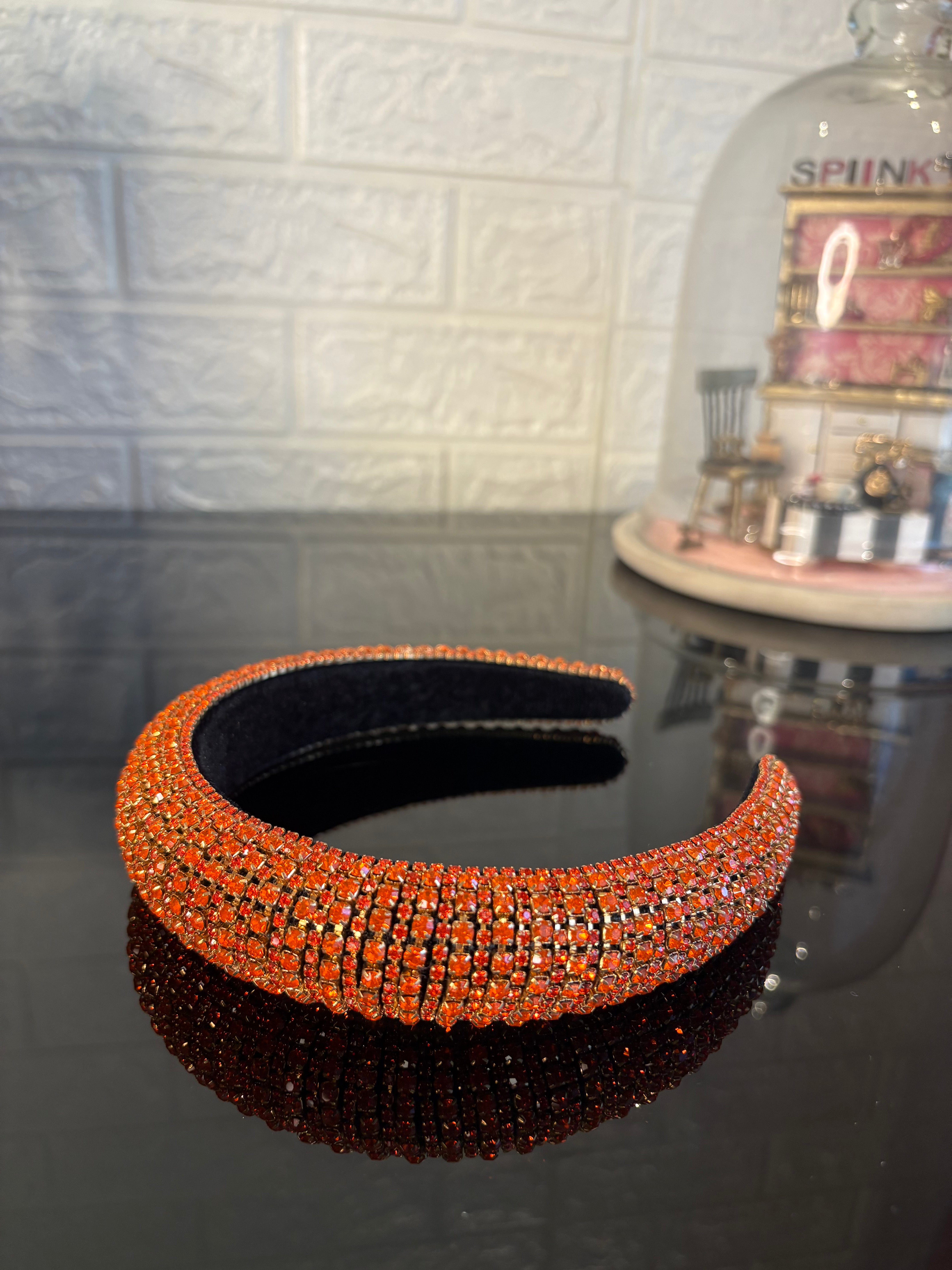 Orange Rhinestone Rush Hairband