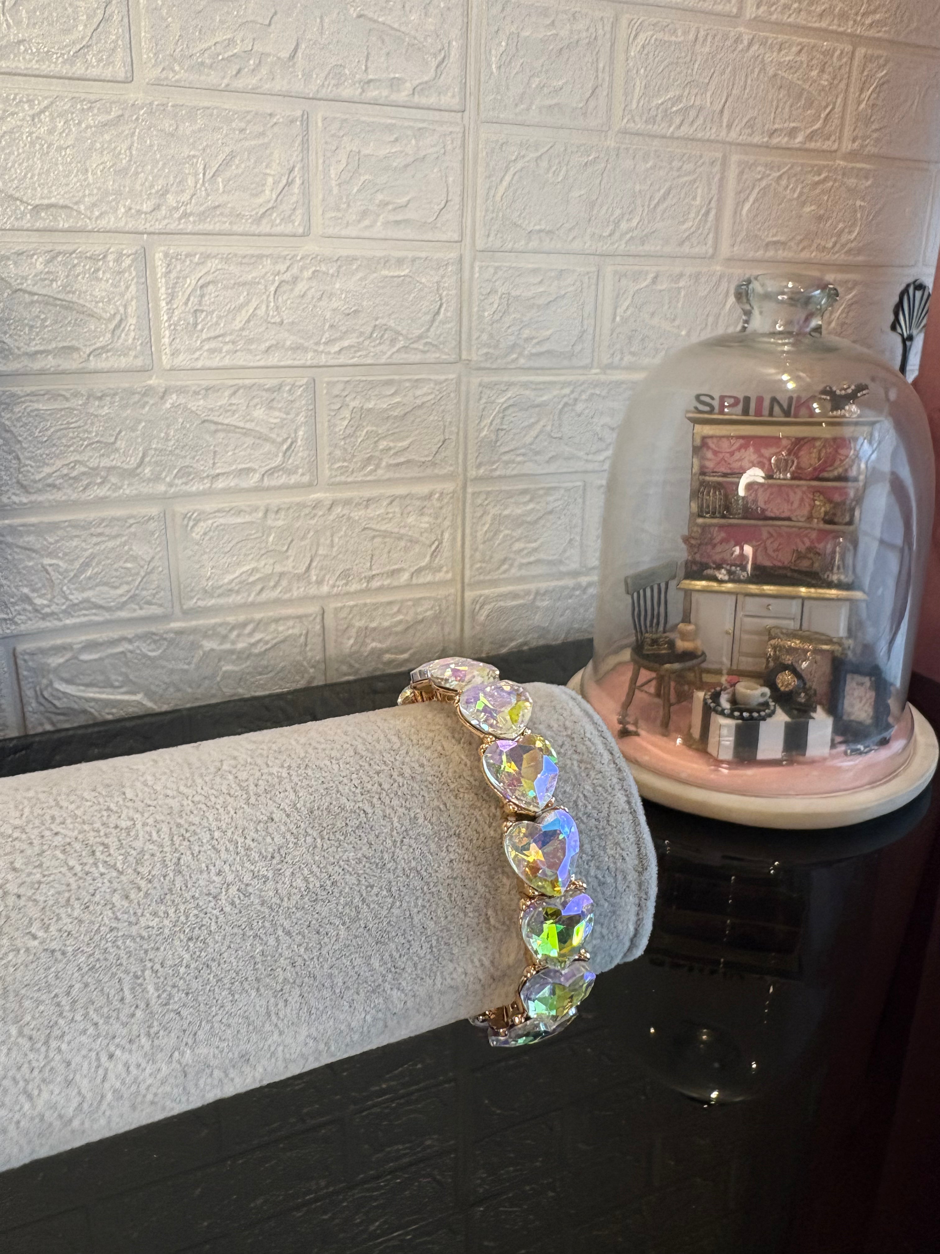White Heart Crystal Bracelet