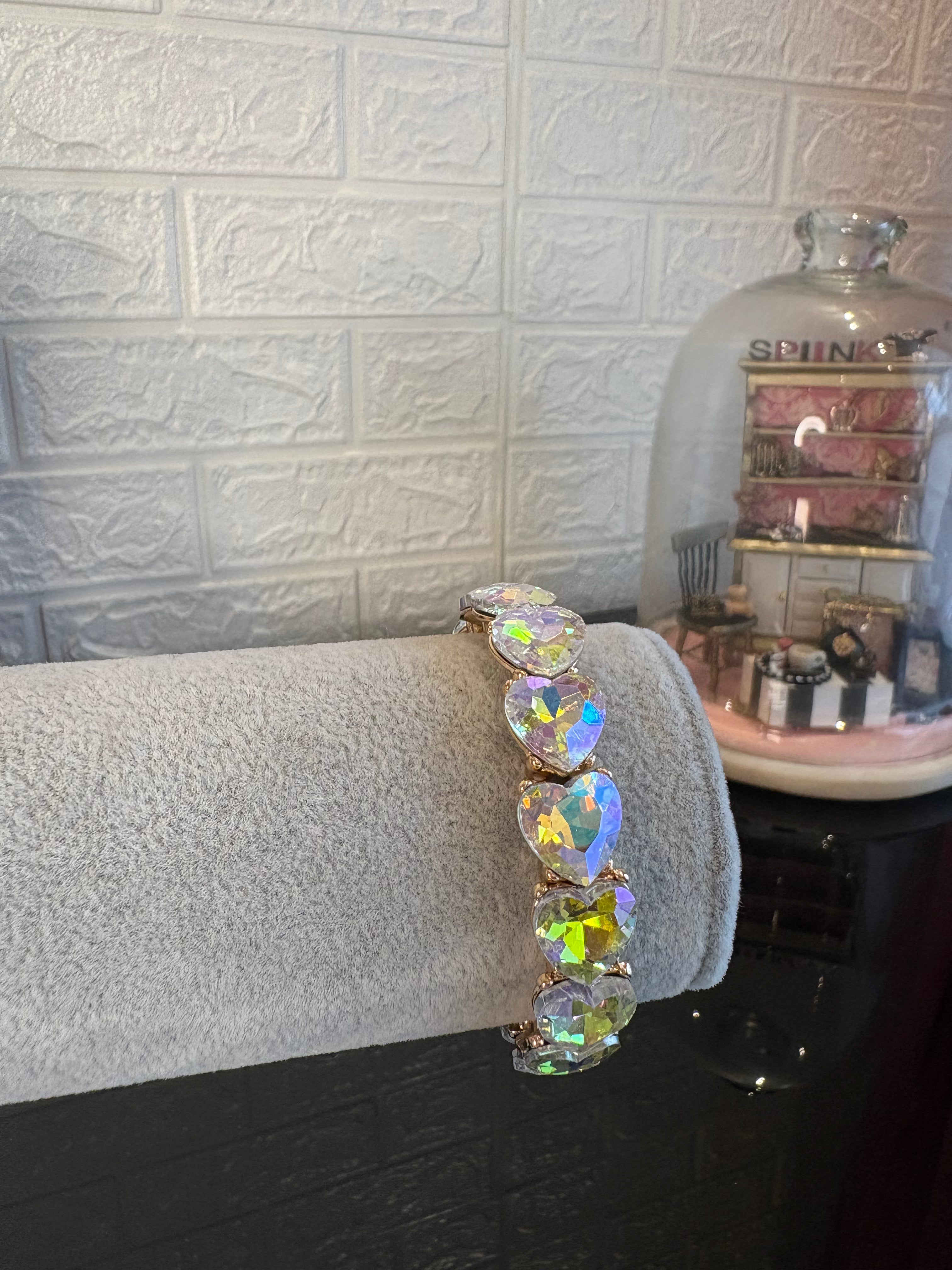White Heart Crystal Bracelet