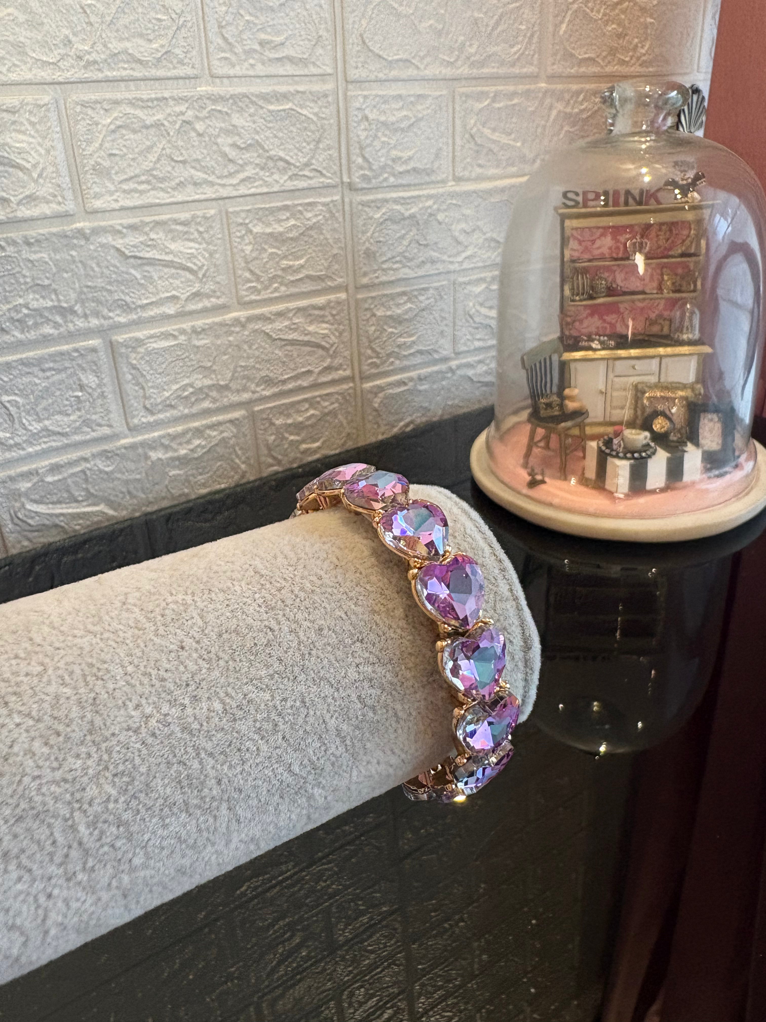 Purple Heart Crystal Bracelet