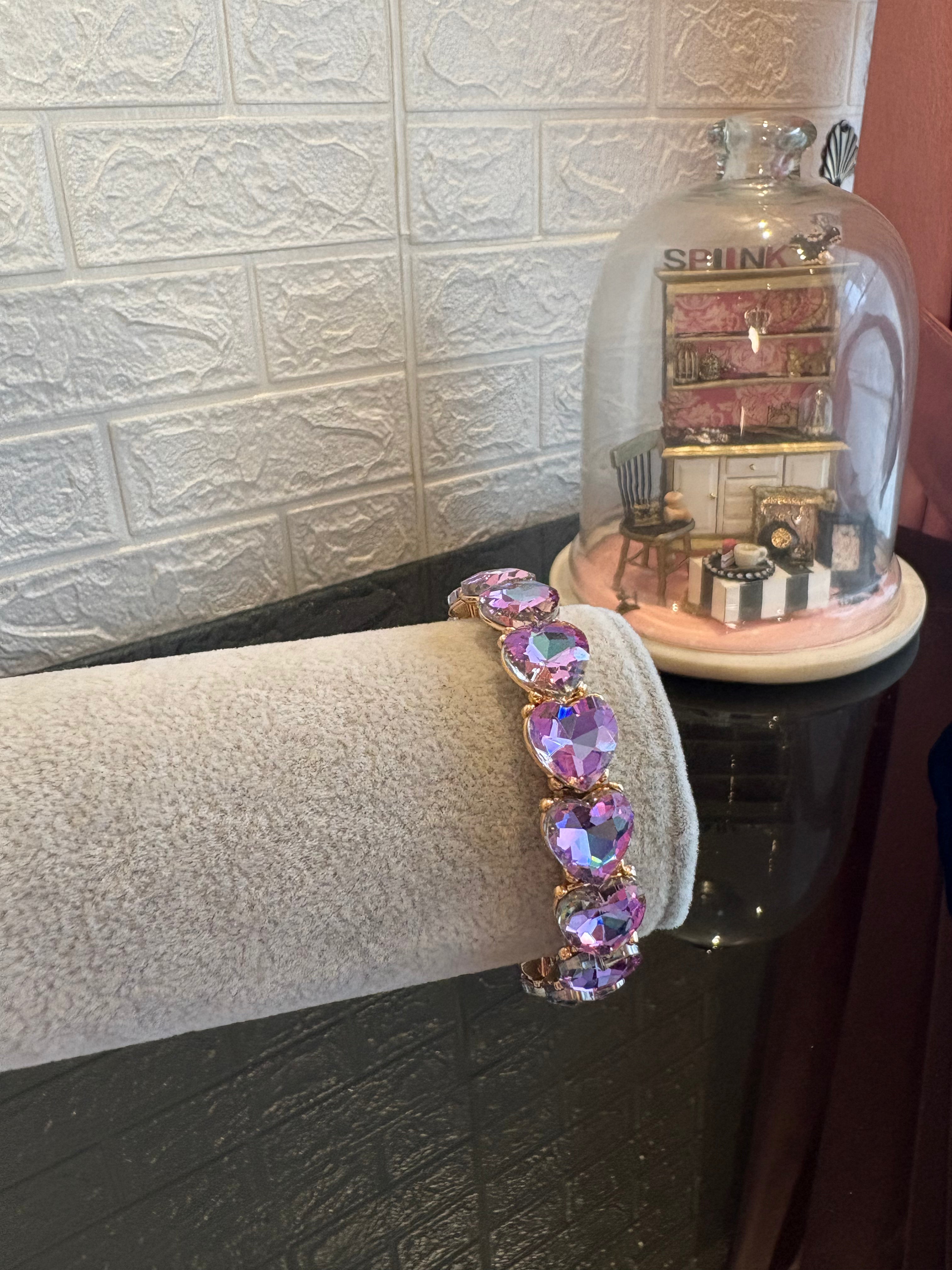 Purple Heart Crystal Bracelet