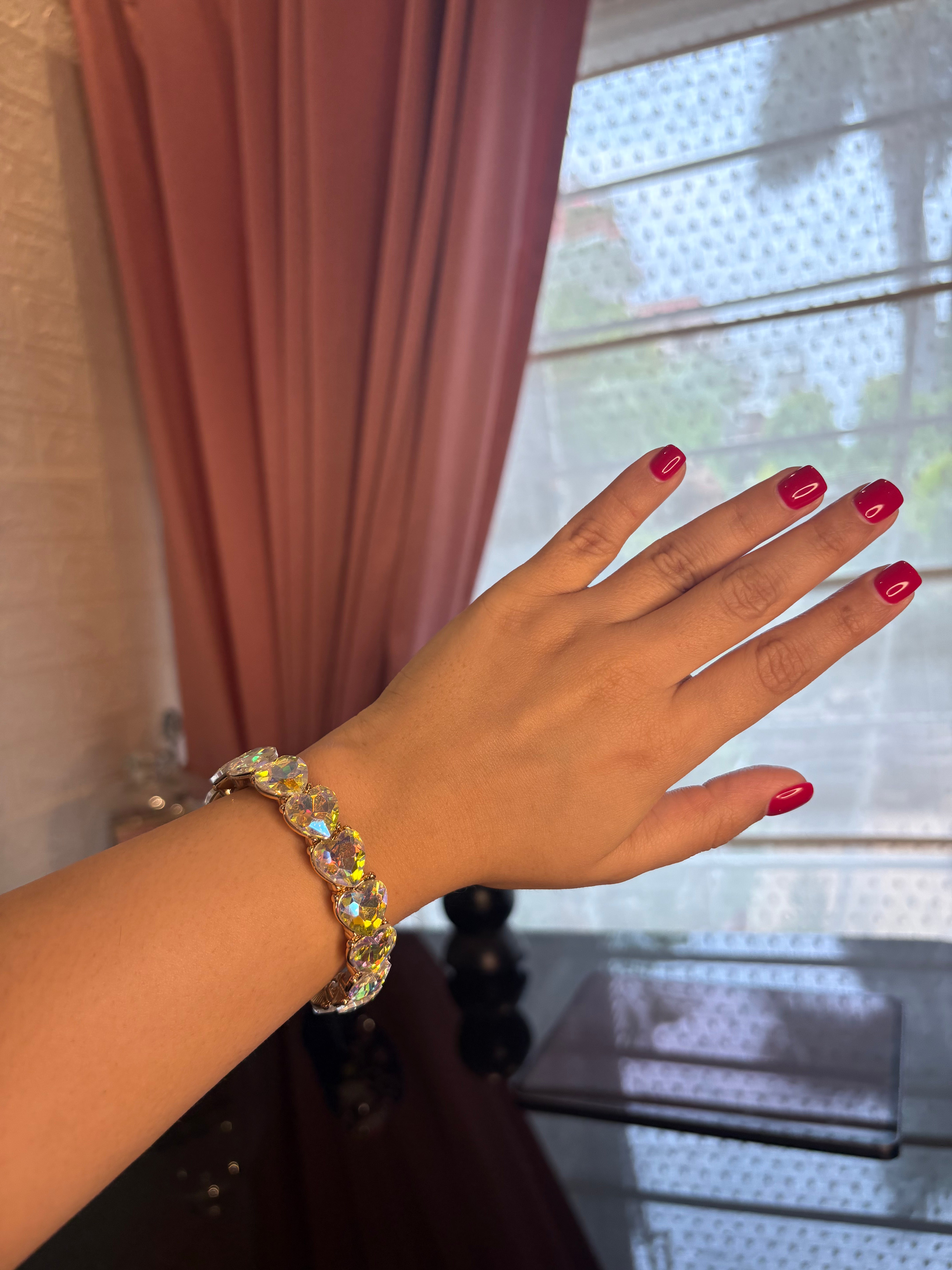 White Heart Crystal Bracelet