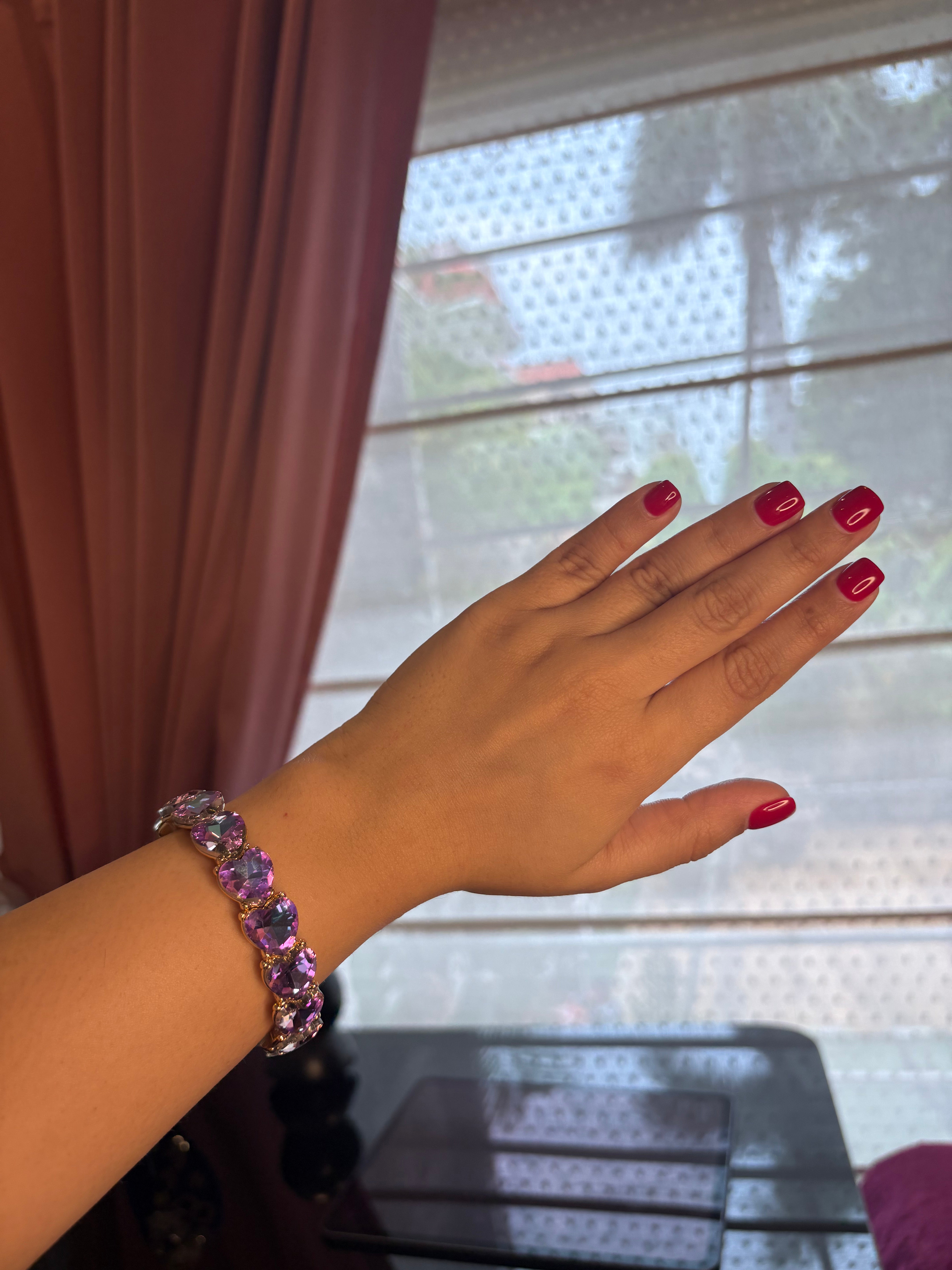 Purple Heart Crystal Bracelet