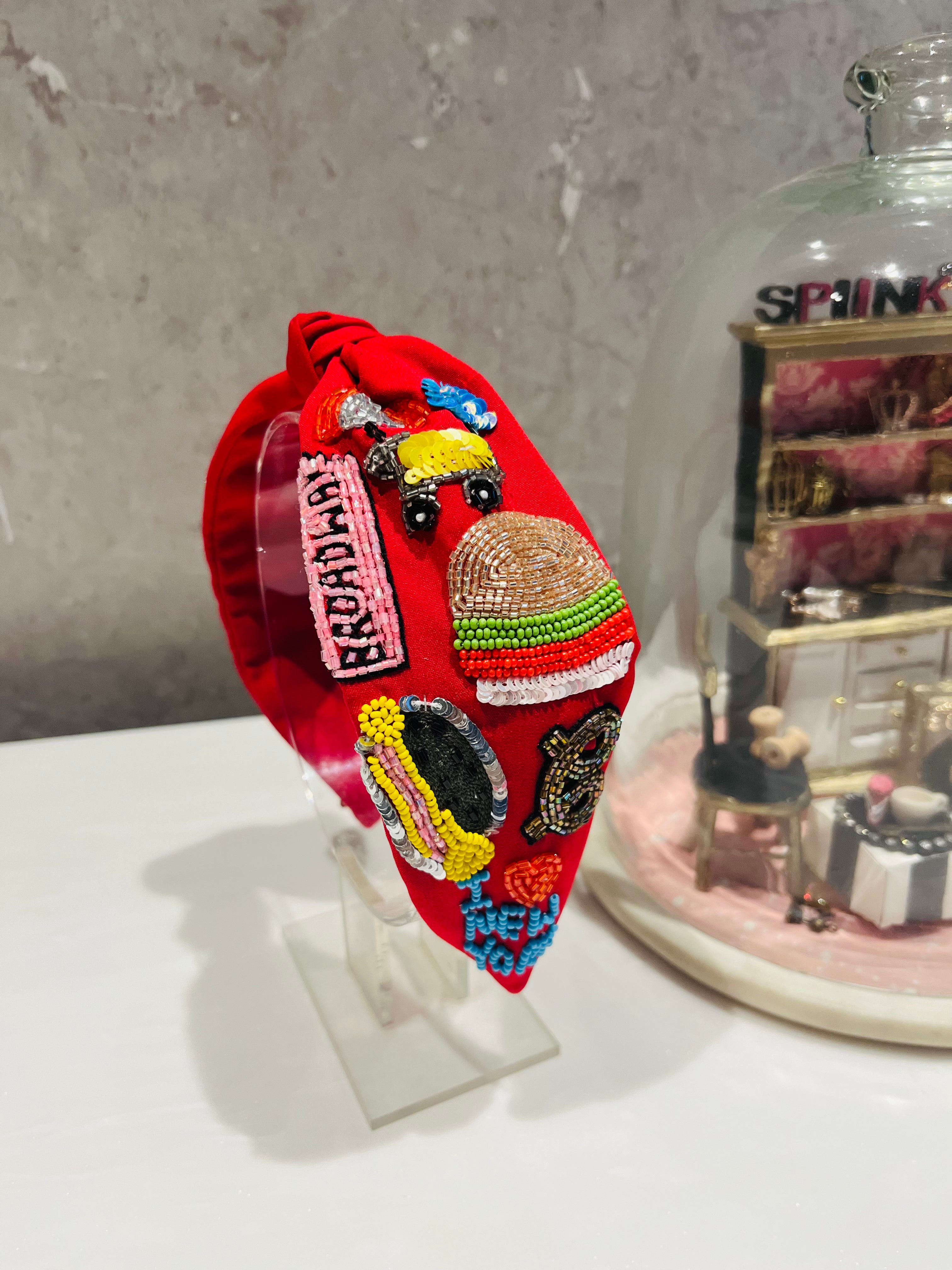 New York Glam Red Turban Hairband