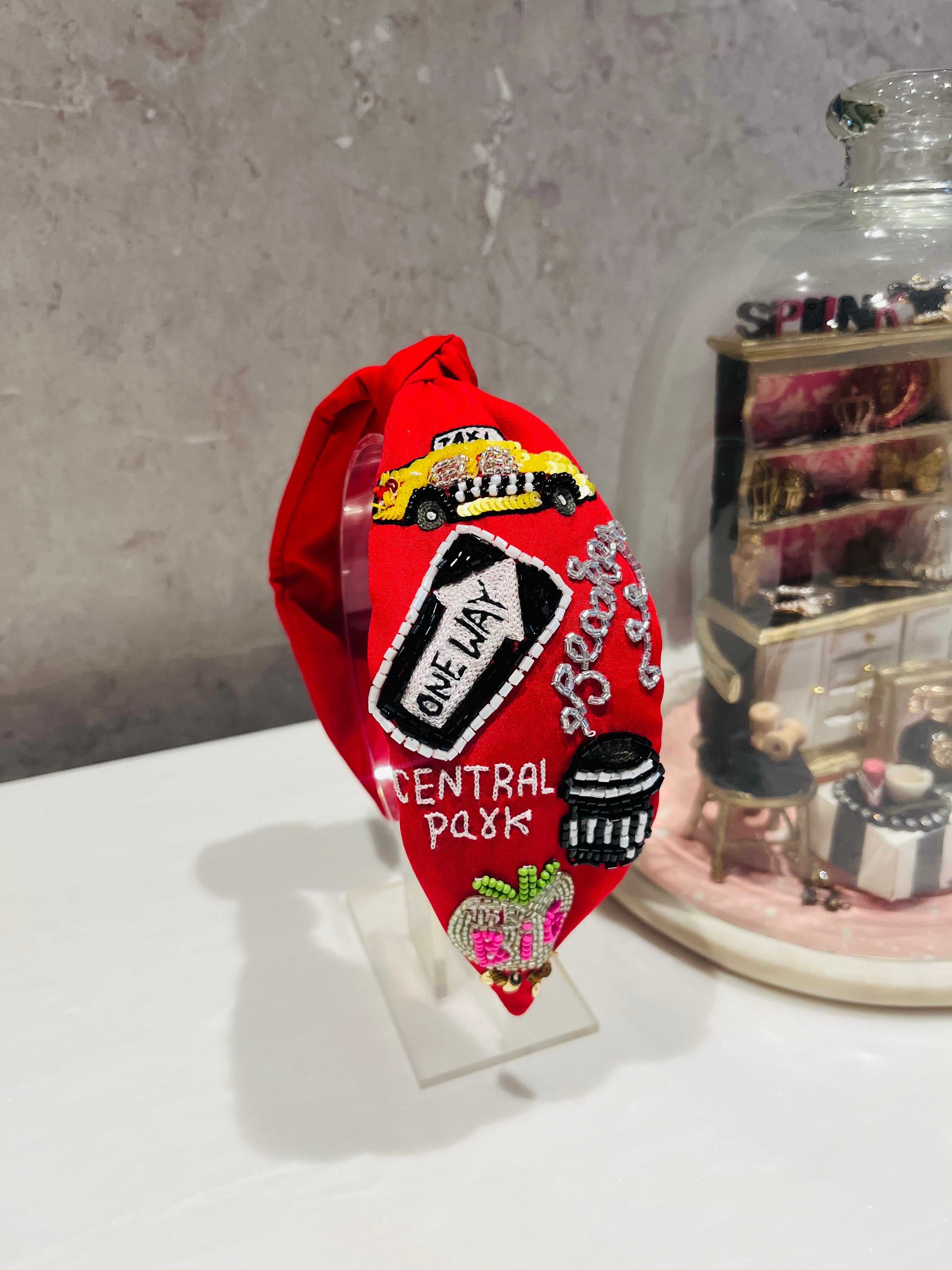 New York Glam Red Turban Hairband