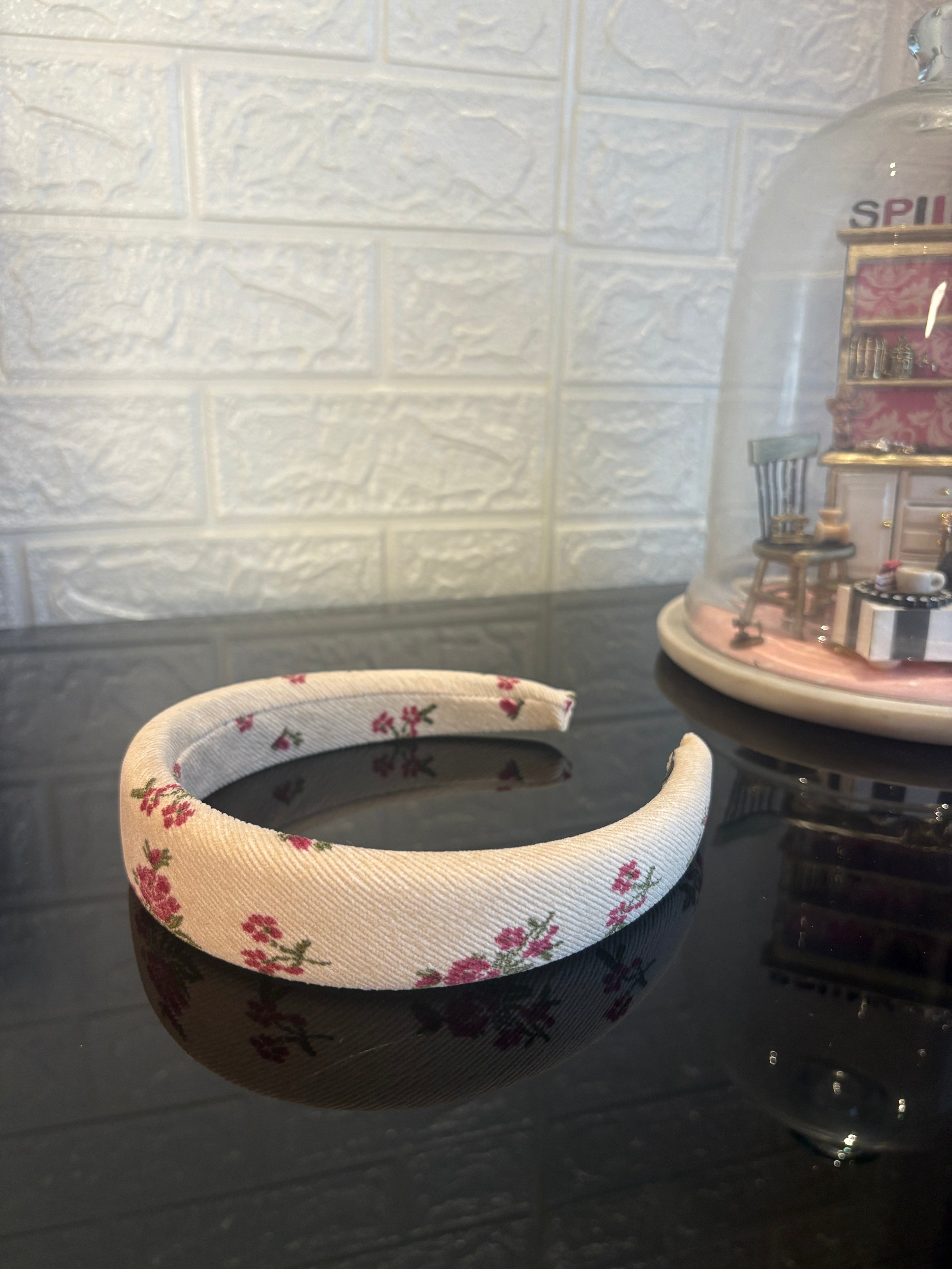 Beige Floral Printed Hairband