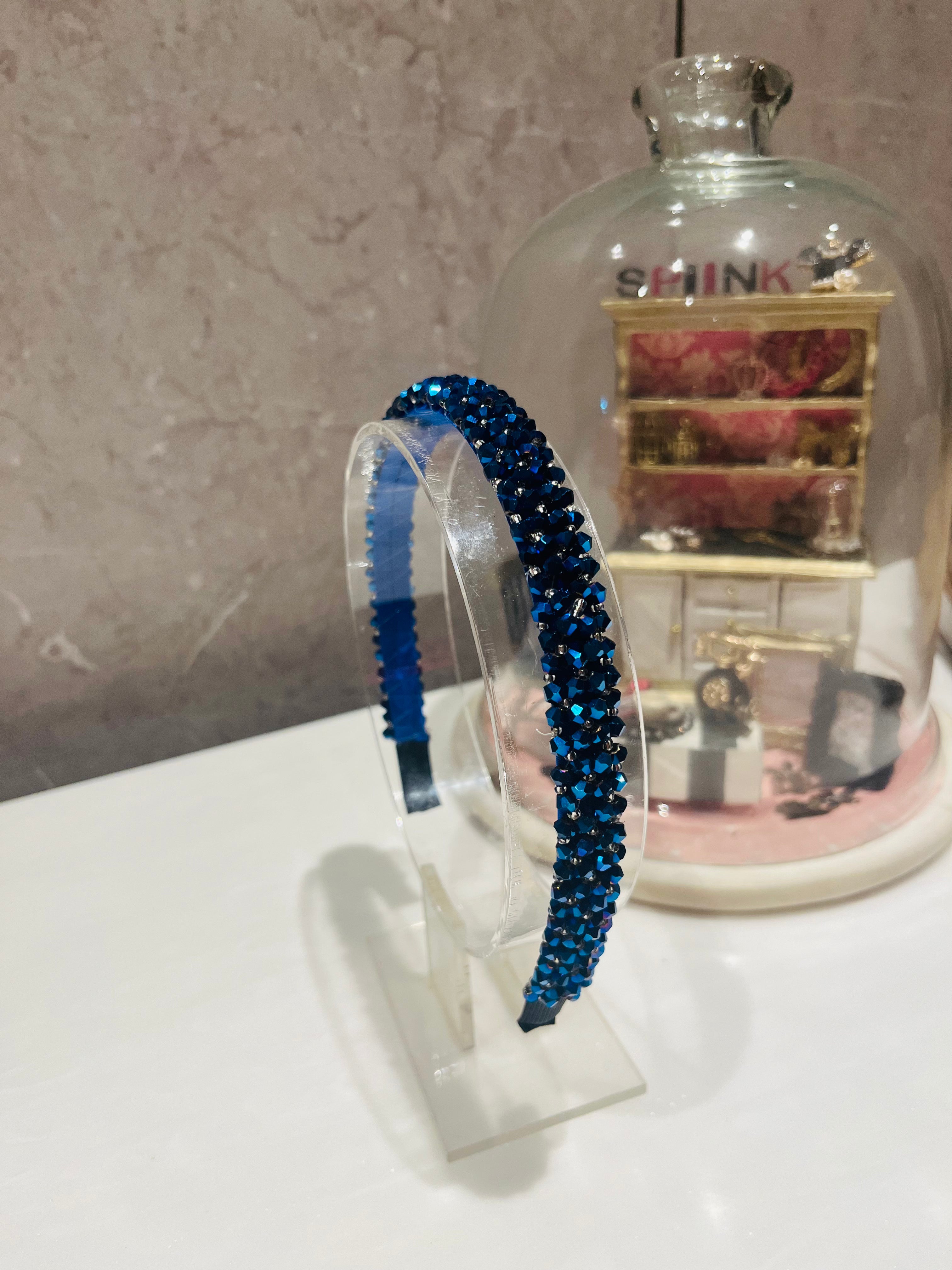 Cobalt Blue Beaded Hairband