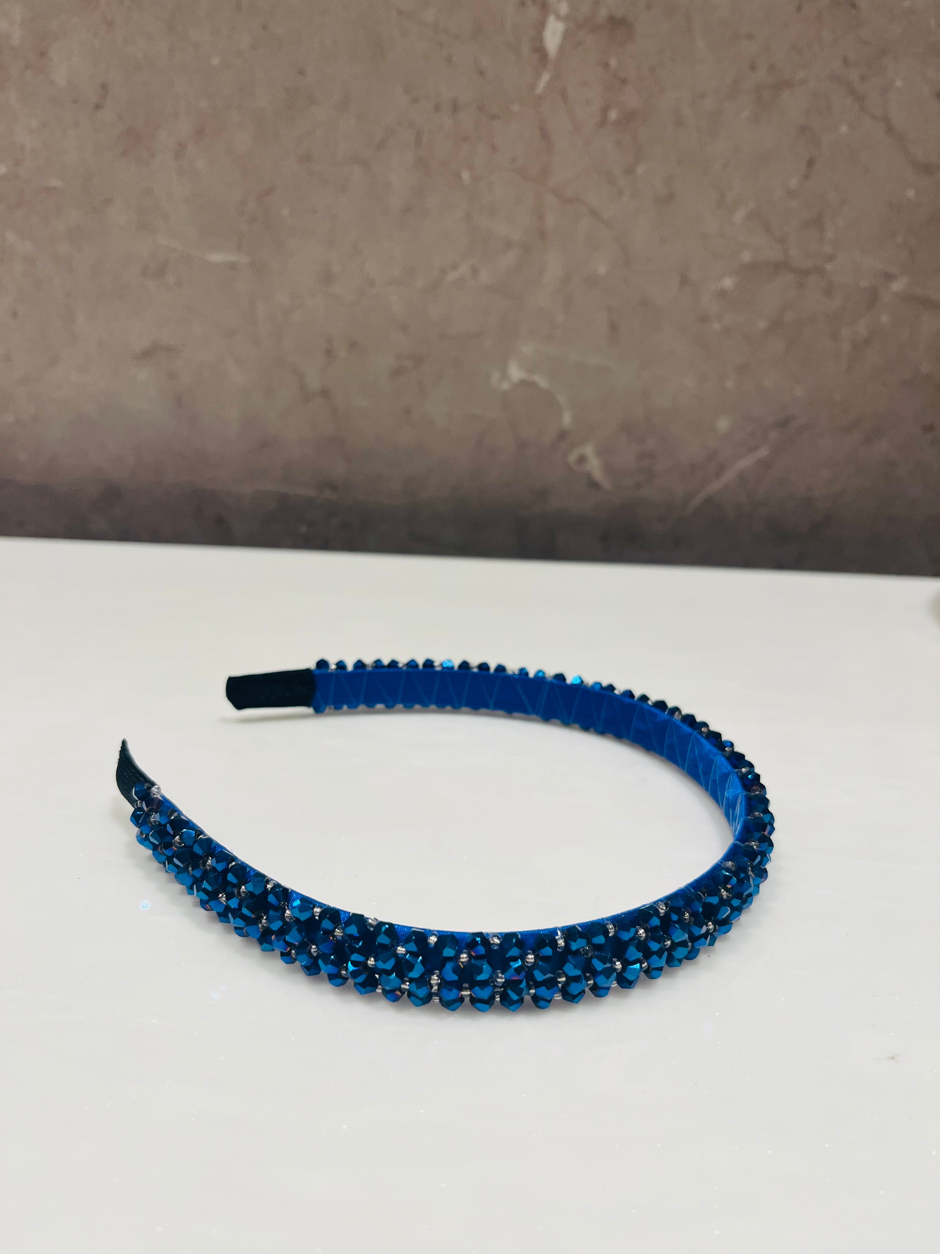 Cobalt Blue Beaded Hairband