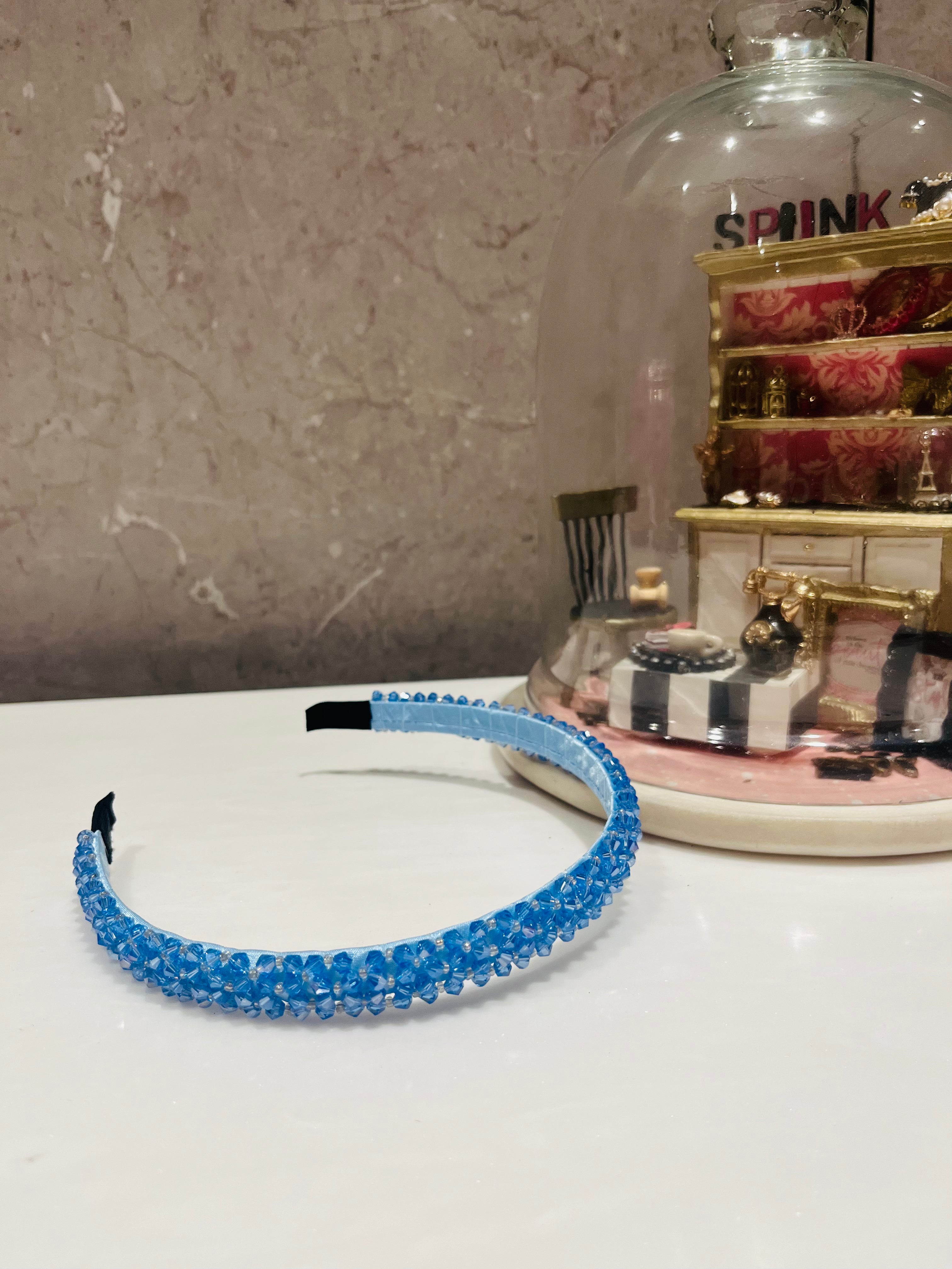 Azure Blue Beaded Hairband
