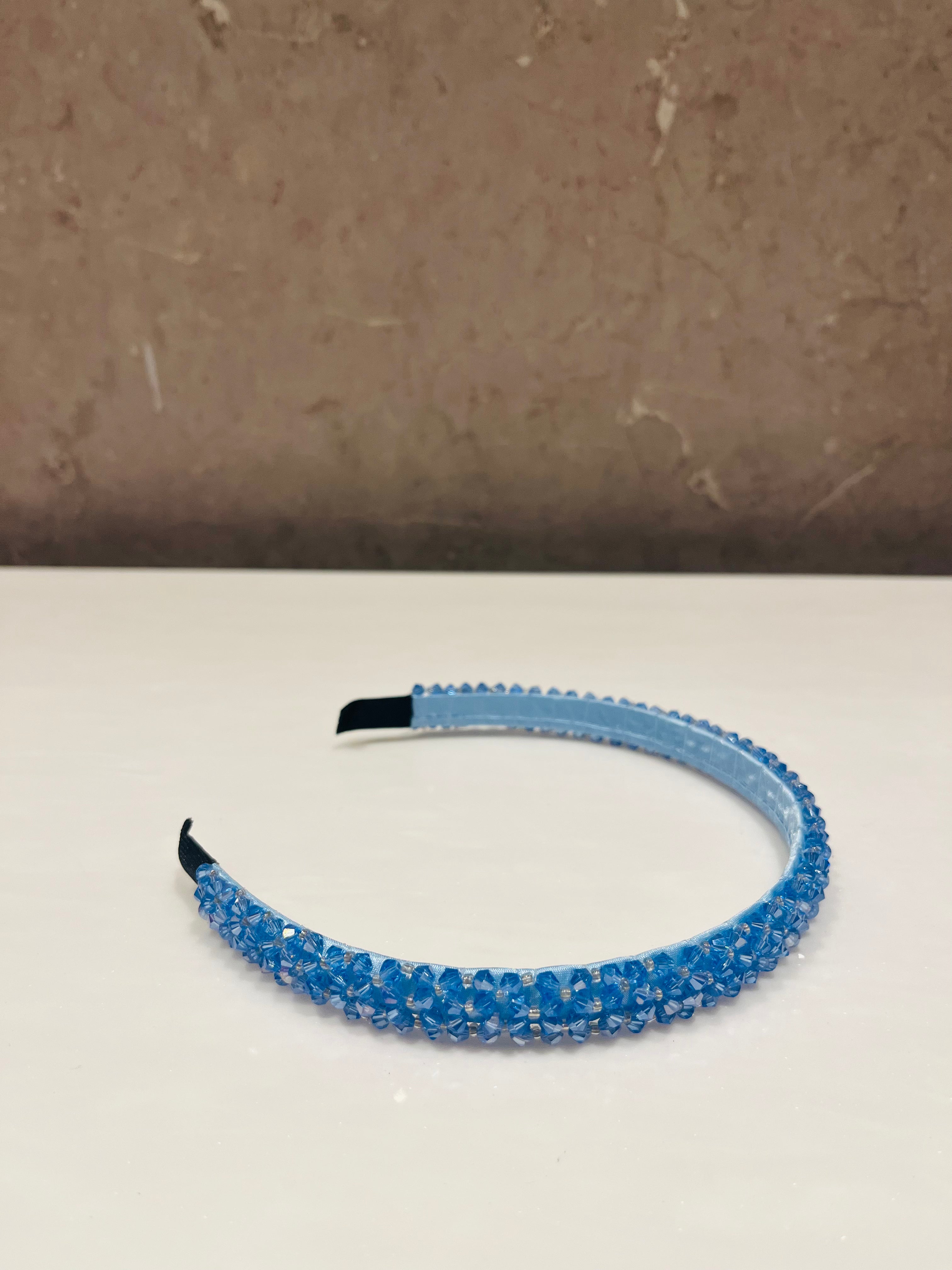 Azure Blue Beaded Hairband