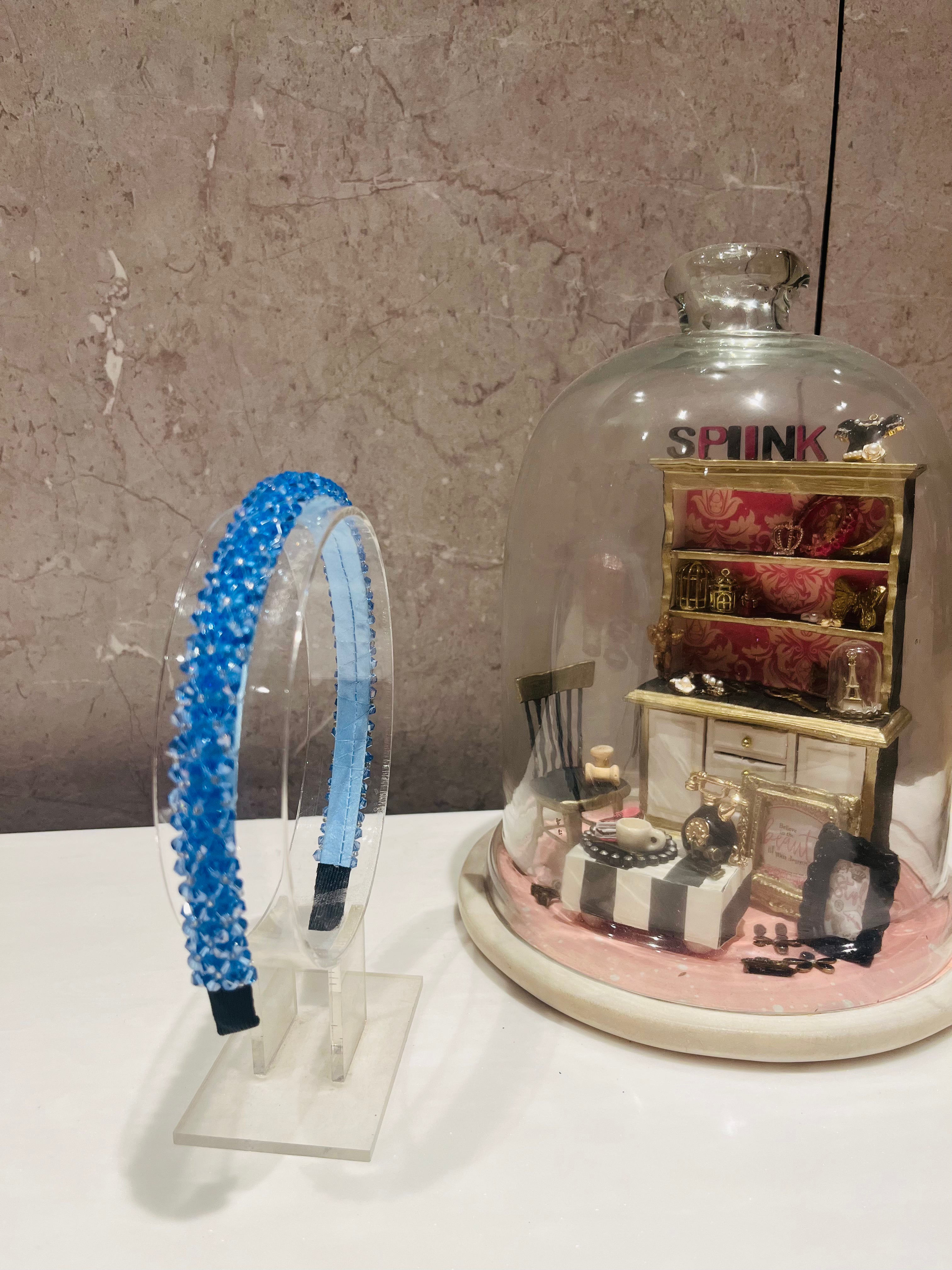Azure Blue Beaded Hairband