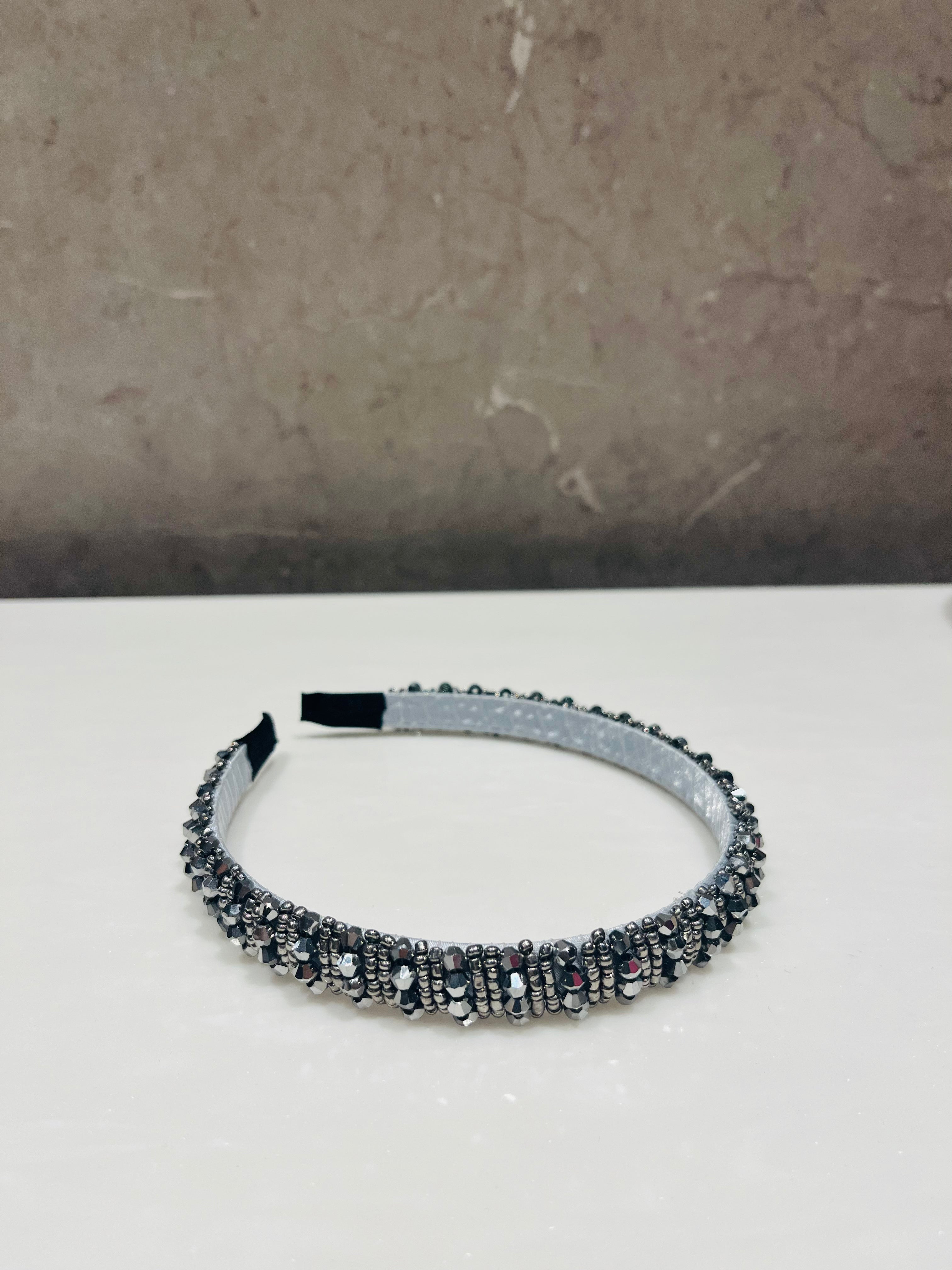 Grey Beaded Hairband