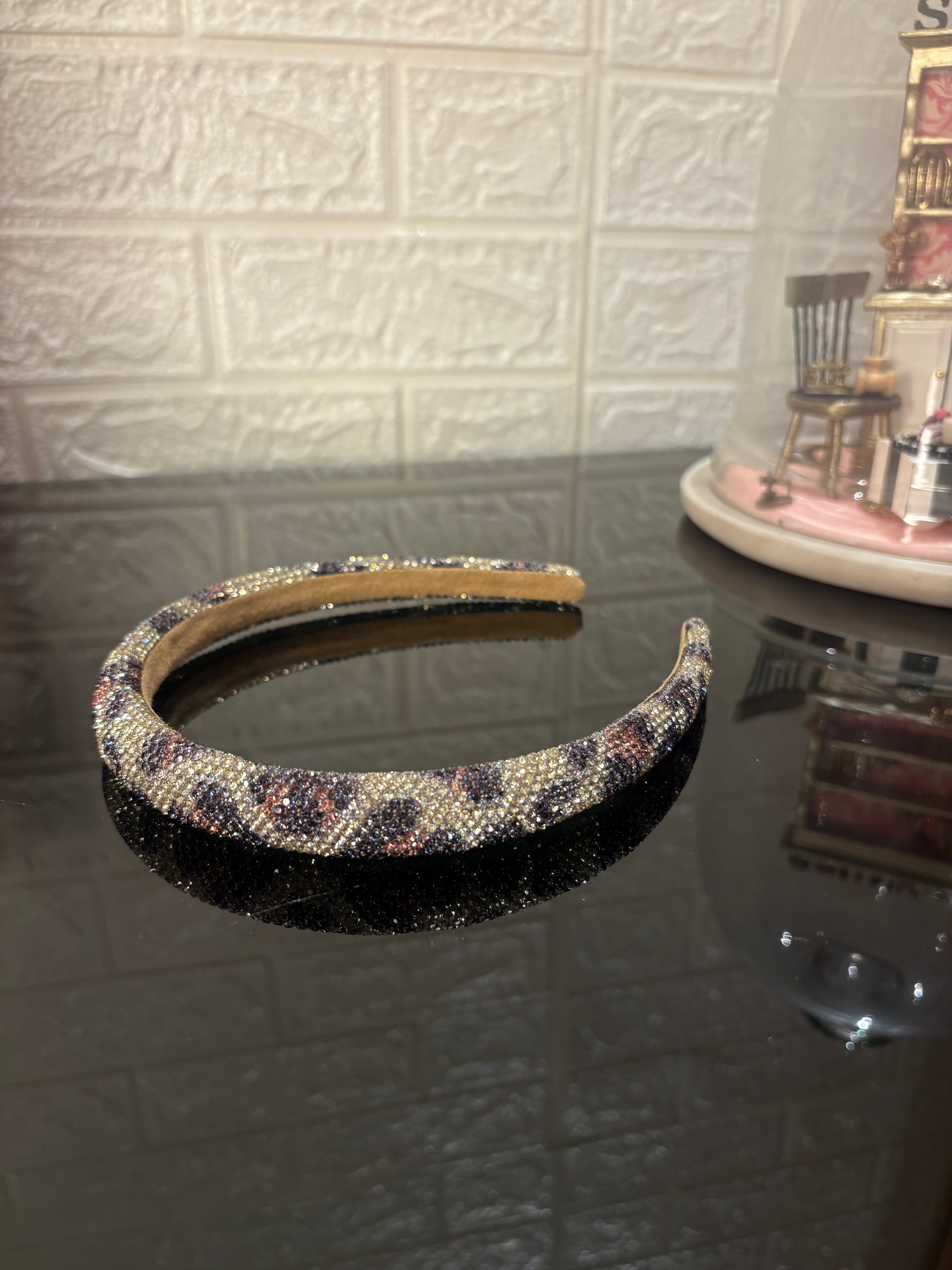 Coffee Rhinestone Studded Hairband