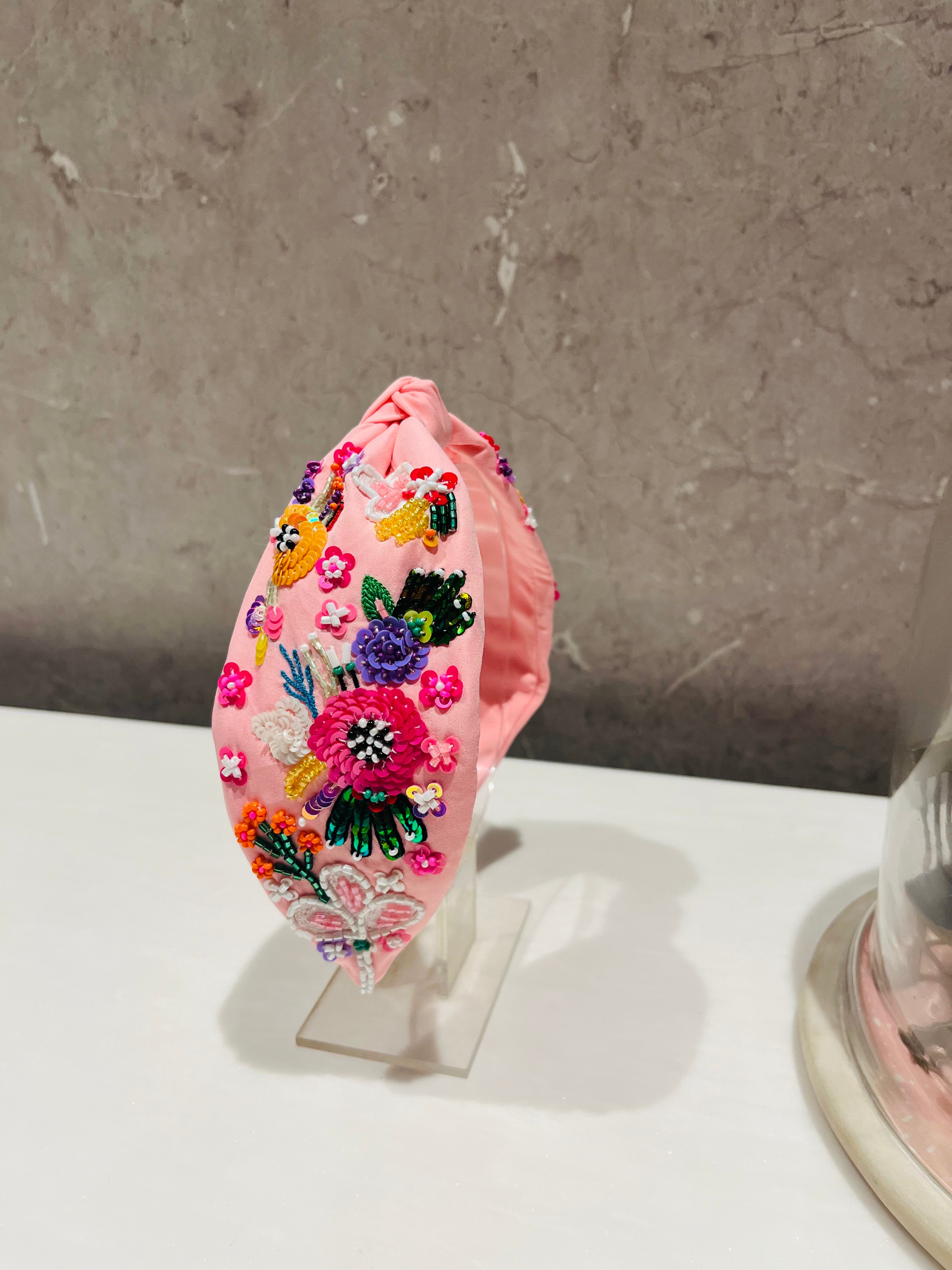 Floral Confetti Baby Pink Turban Hairband