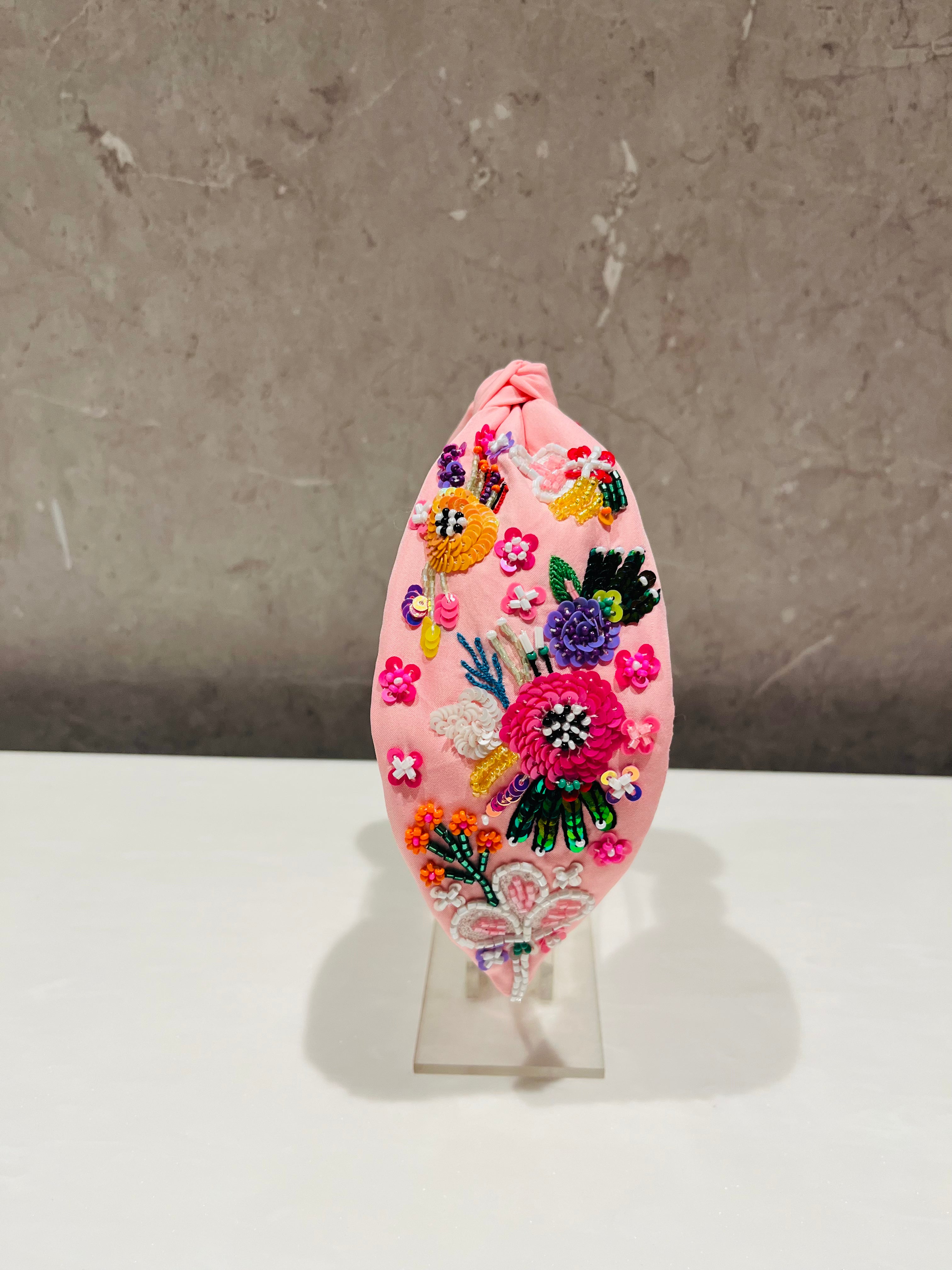 Floral Confetti Baby Pink Turban Hairband