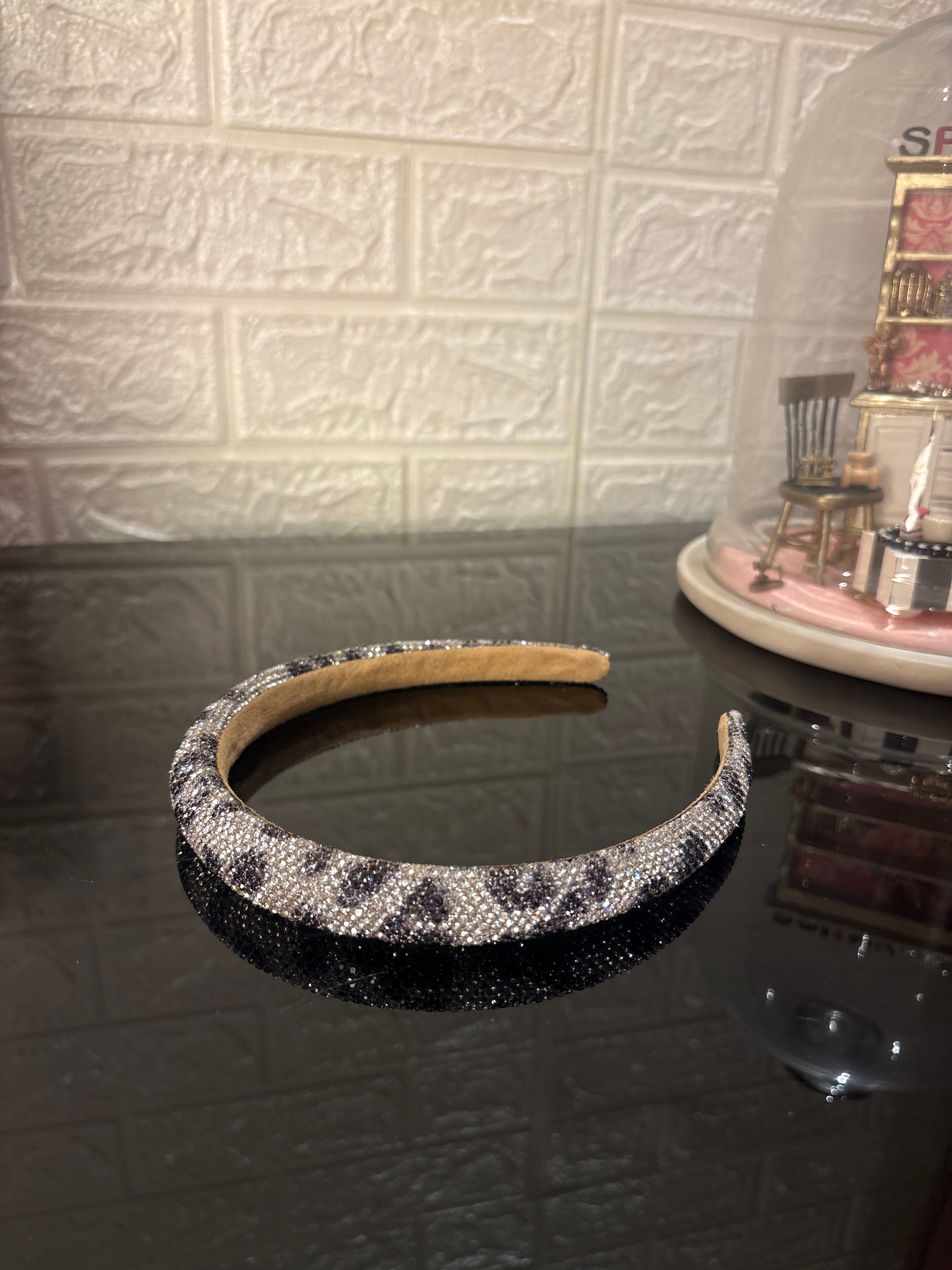 Black And White Rhinestone Studded Hairband
