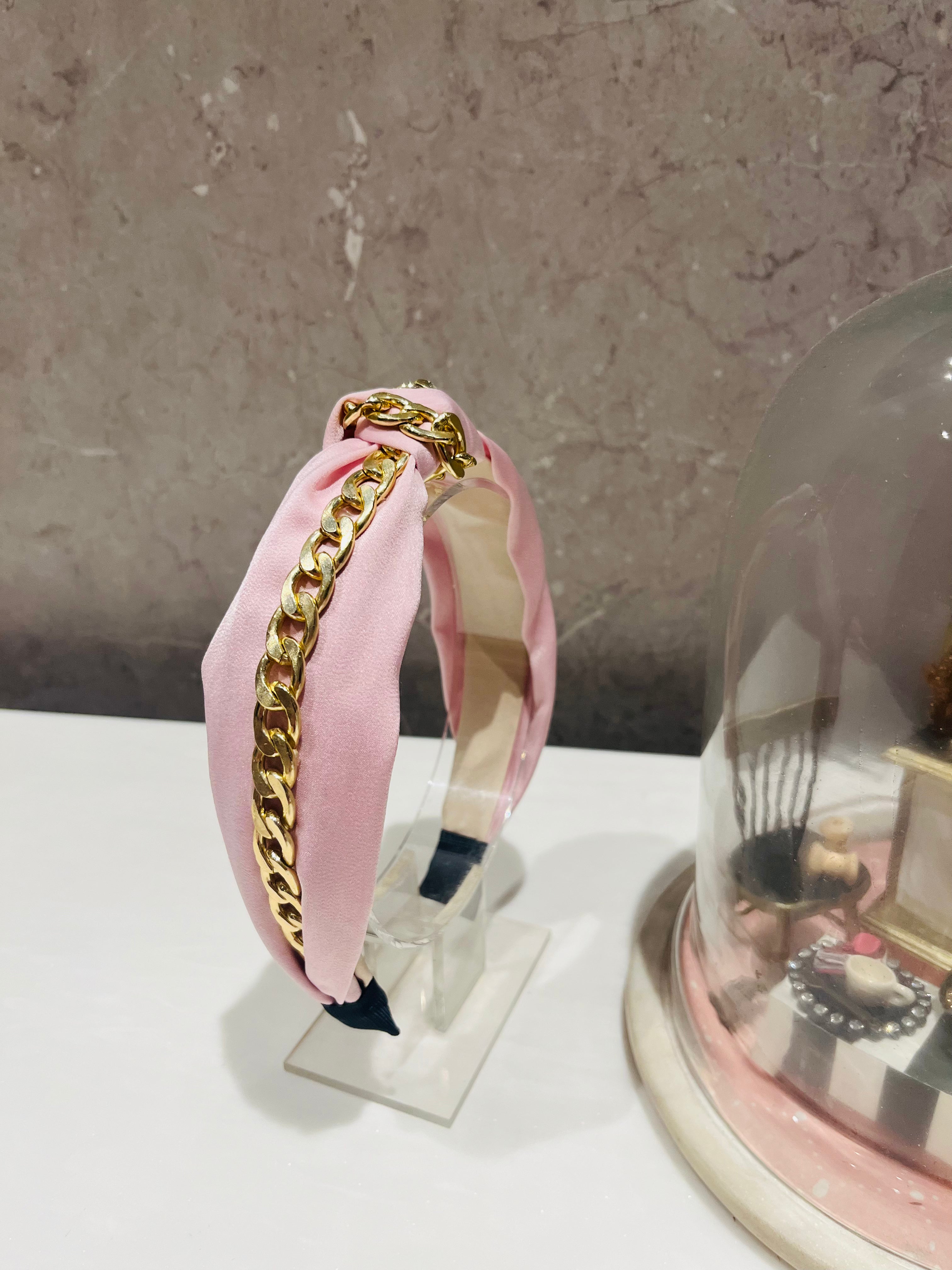 Pink Chain of Charm Turban Hairband