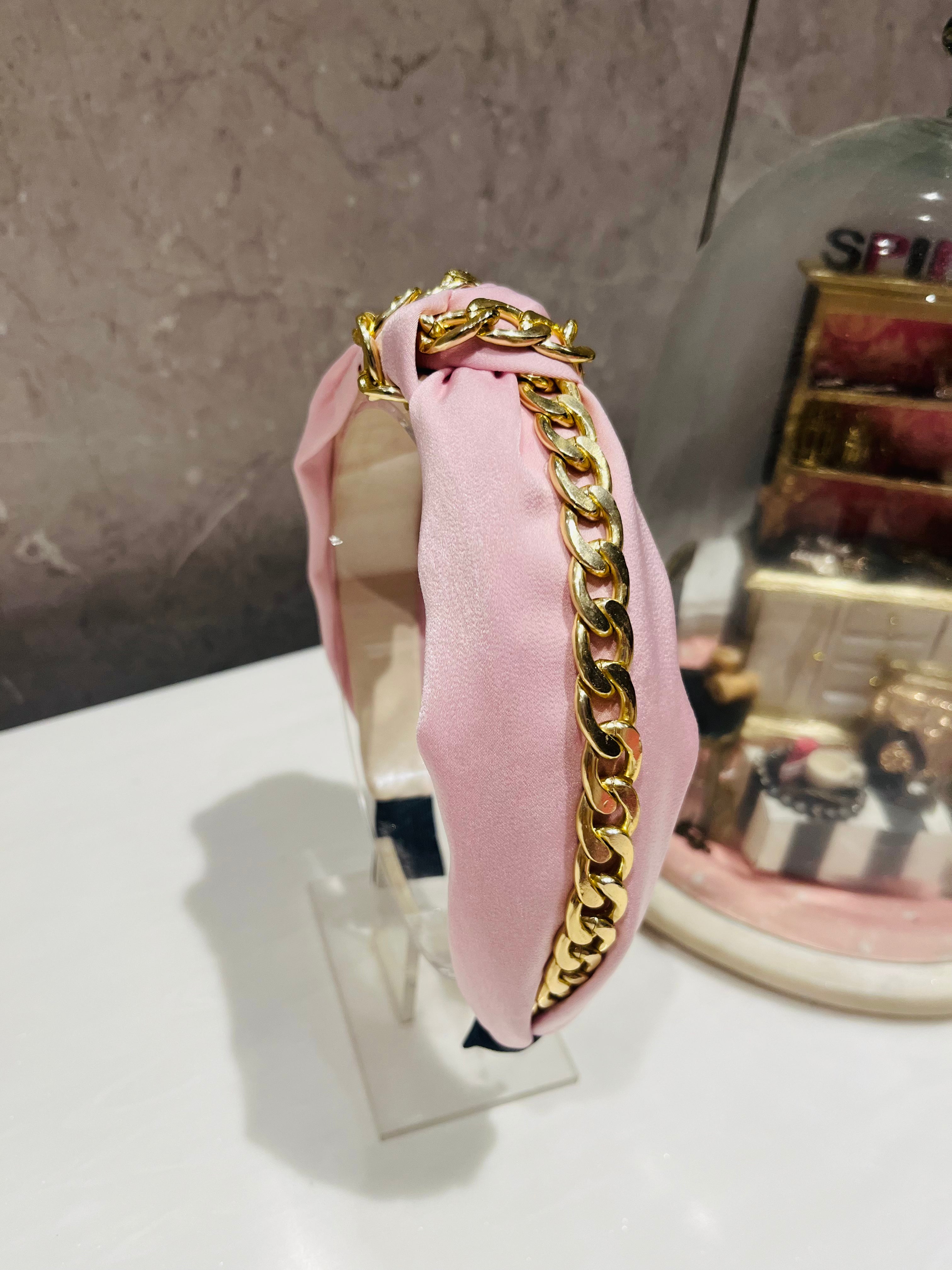 Pink Chain of Charm Turban Hairband