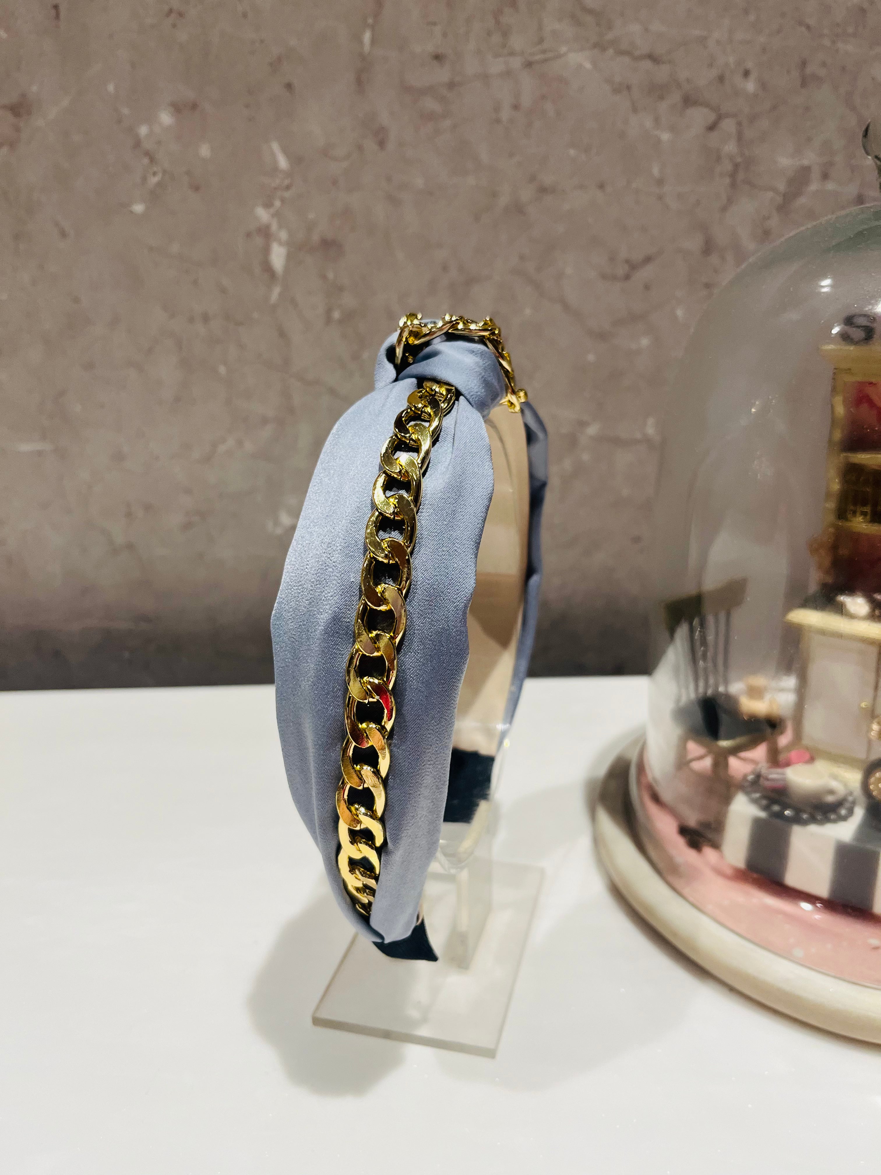 Grey Chain of Charm Turban Hairband