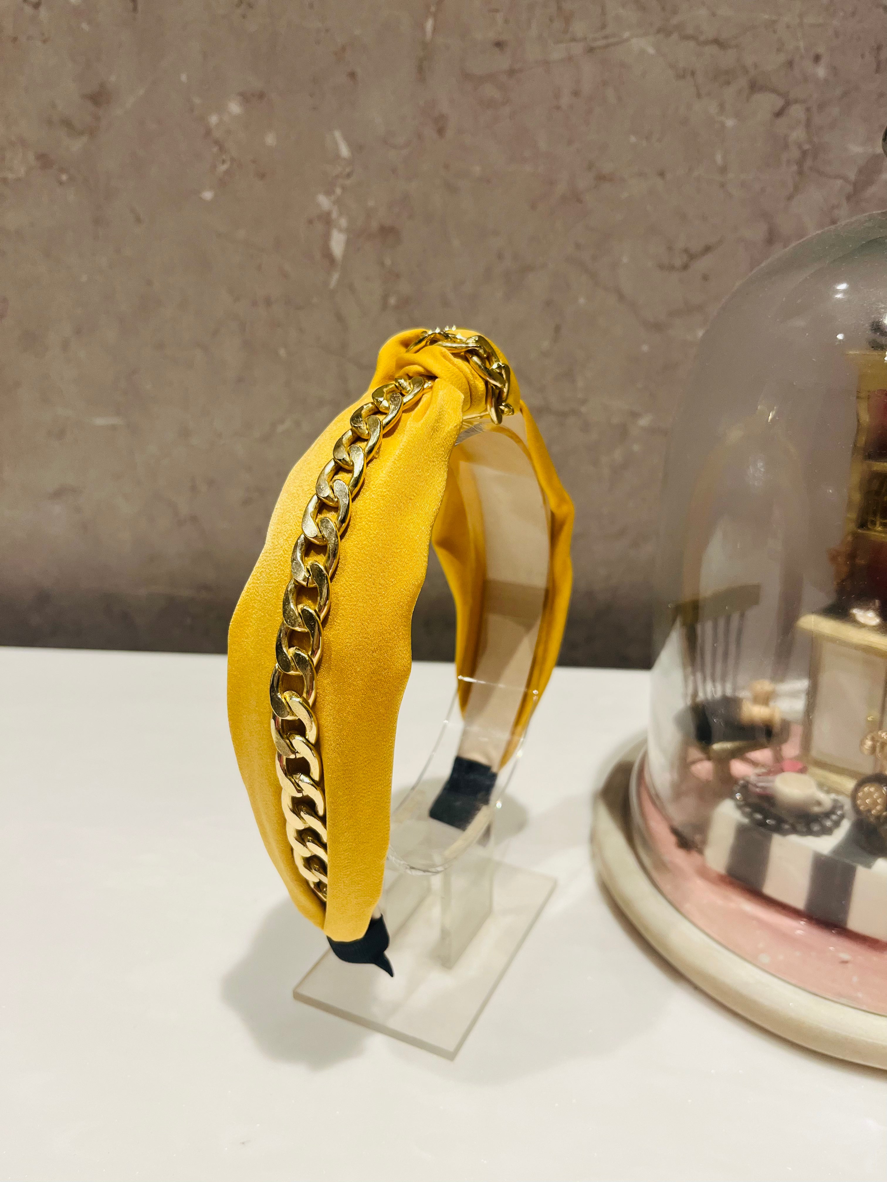 Mustard Chain of Charm Turban Hairband