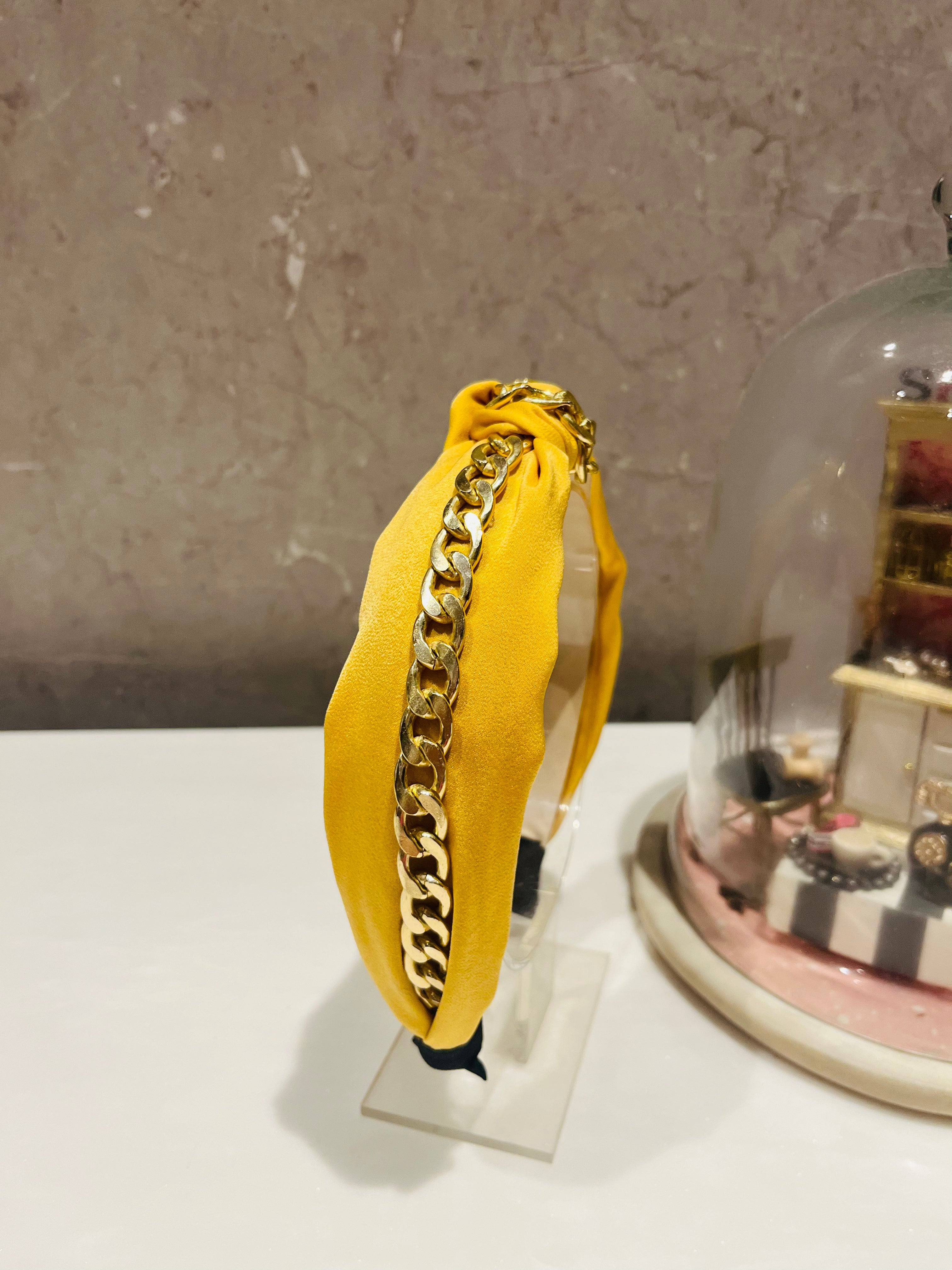 Mustard Chain of Charm Turban Hairband